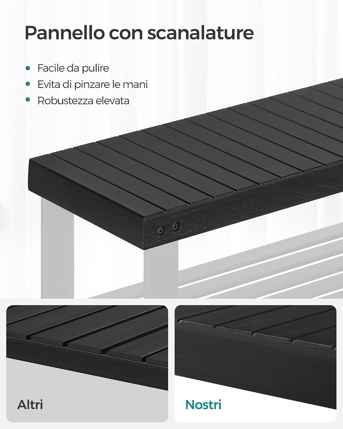 Detalle 2 de SONGMICS LBS04H scarpiera panca in bambù 130 kg