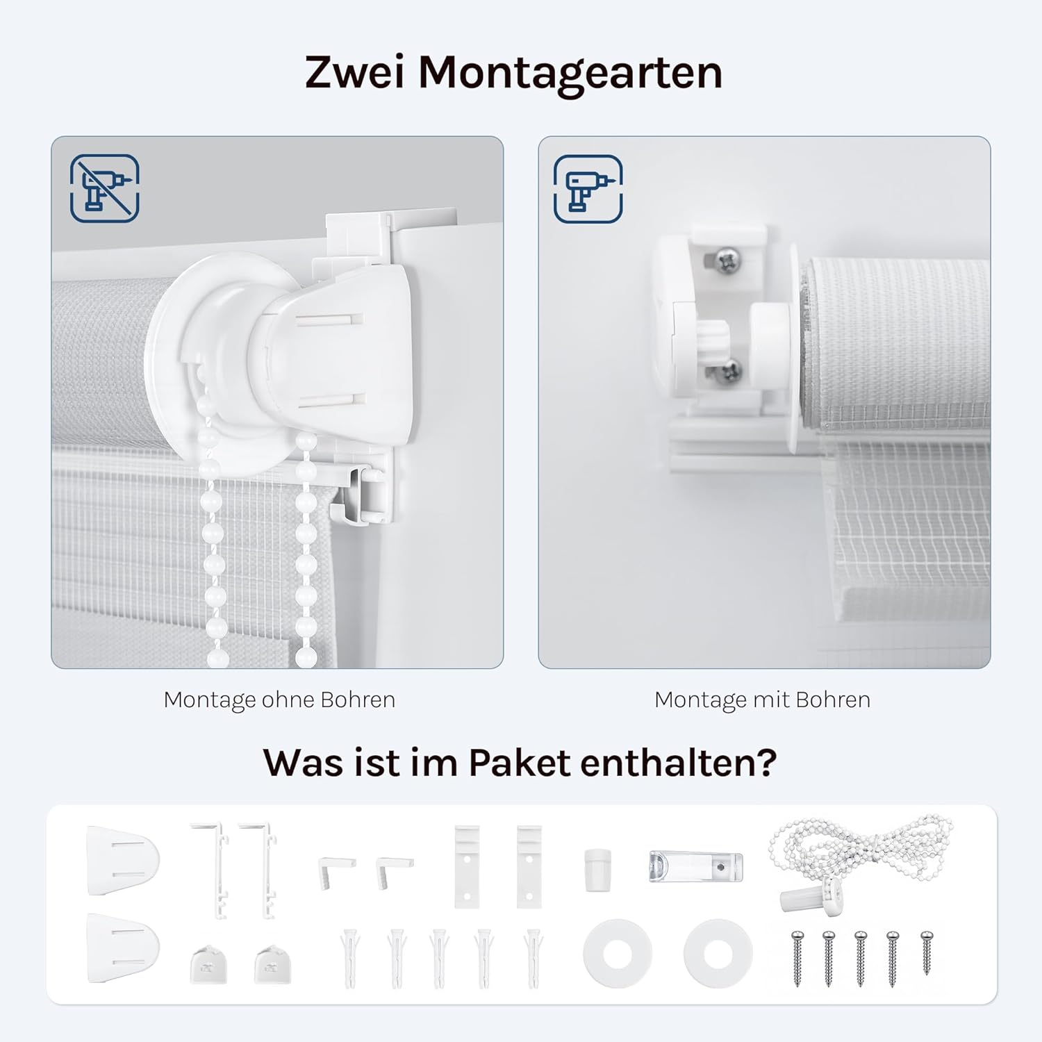 Thumbnail 3 de WOLTU Doppelrollo Klemmfix ohne Bohren Grau – Zebra-Rollo für innen, B120 x H150 cm