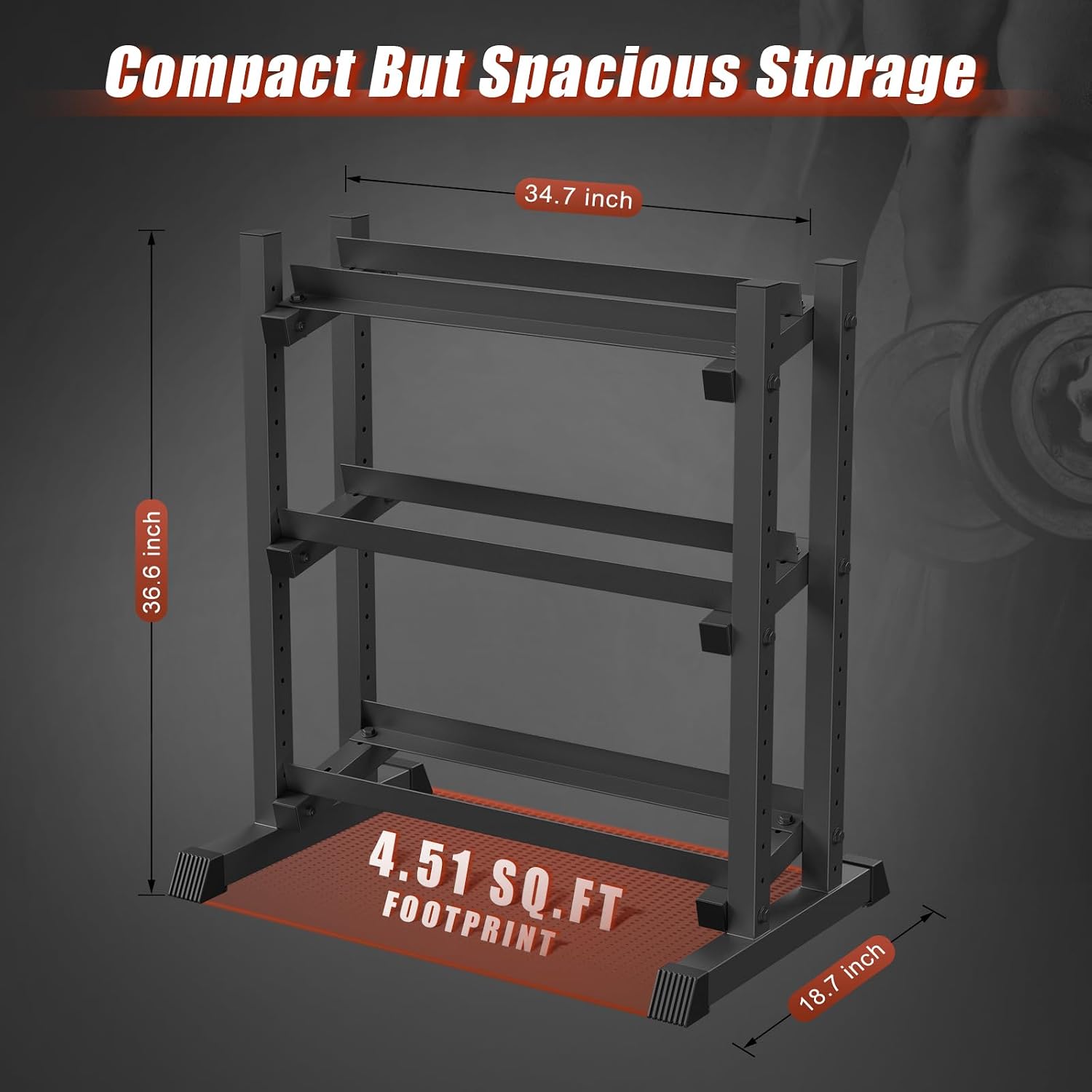 Thumbnail 6 de 3-Tier Dumbbell Rack 1100LB Capacity Weight Rack ๐