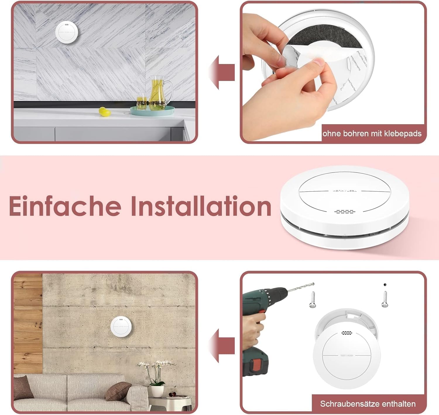 Thumbnail 4 de Safeliveo Rilevatore di fumo con batteria 10 anni (3-Pack) — allarme silenzioso e senza LED lampeggiante, 85 dB