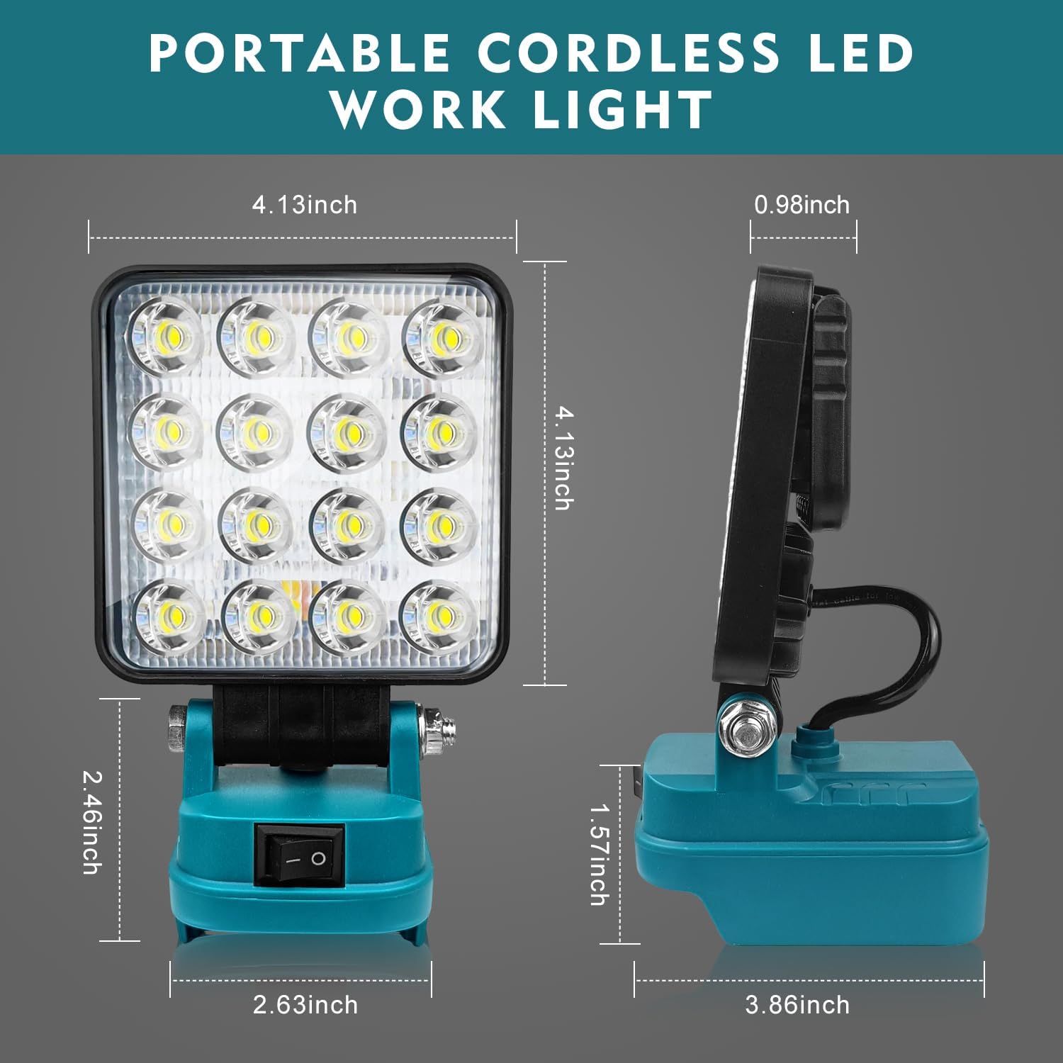 Thumbnail 4 de Tragbare LED Akku-Lampe für Makita 14,4–18 V LXT (48 W, 4.800 lm) mit Dual-USB-Ladeanschluss