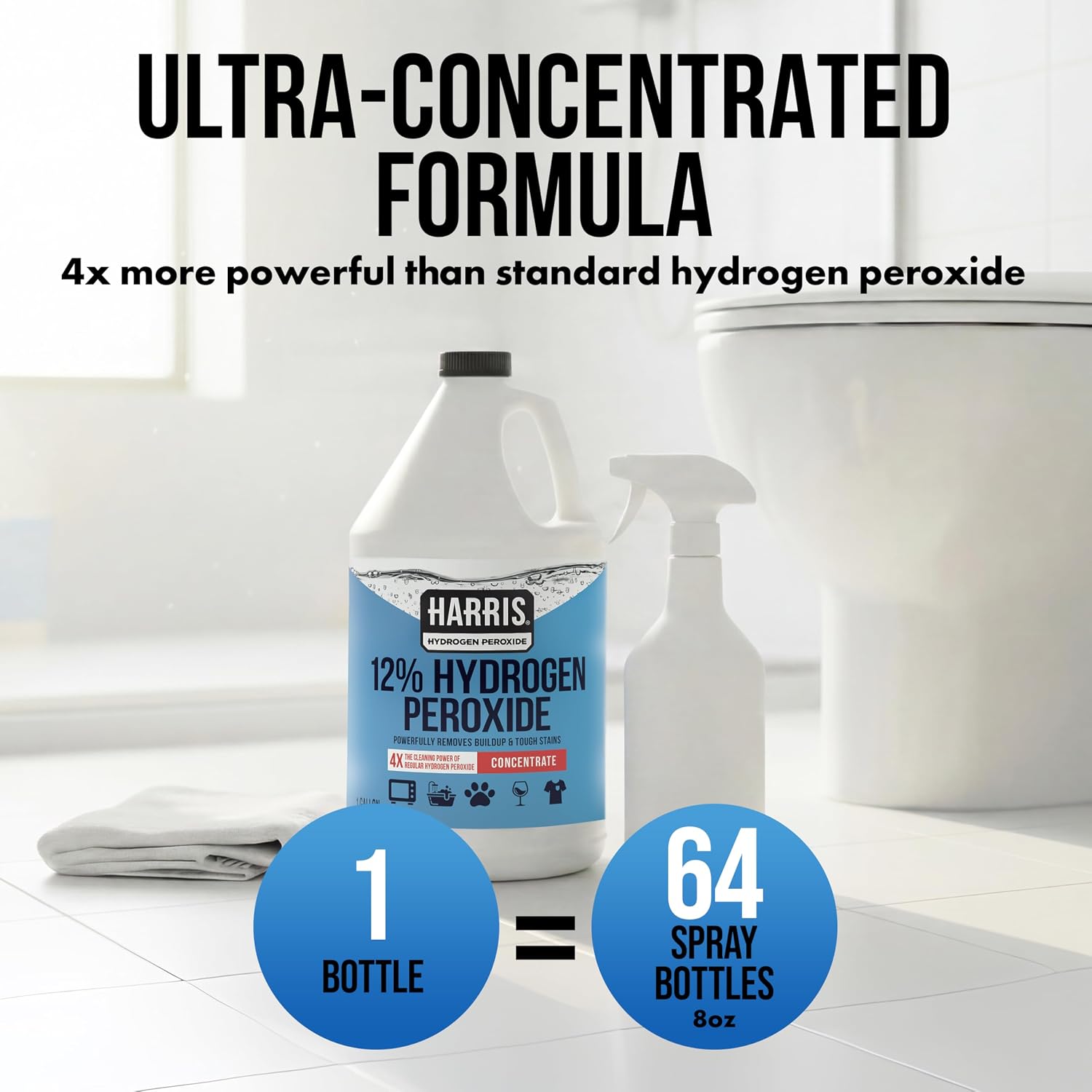 Thumbnail 4 de HARRIS GL61B0750489 12% Concentrated Hydrogen Peroxide, 128 oz Multi-Surface Cleaner