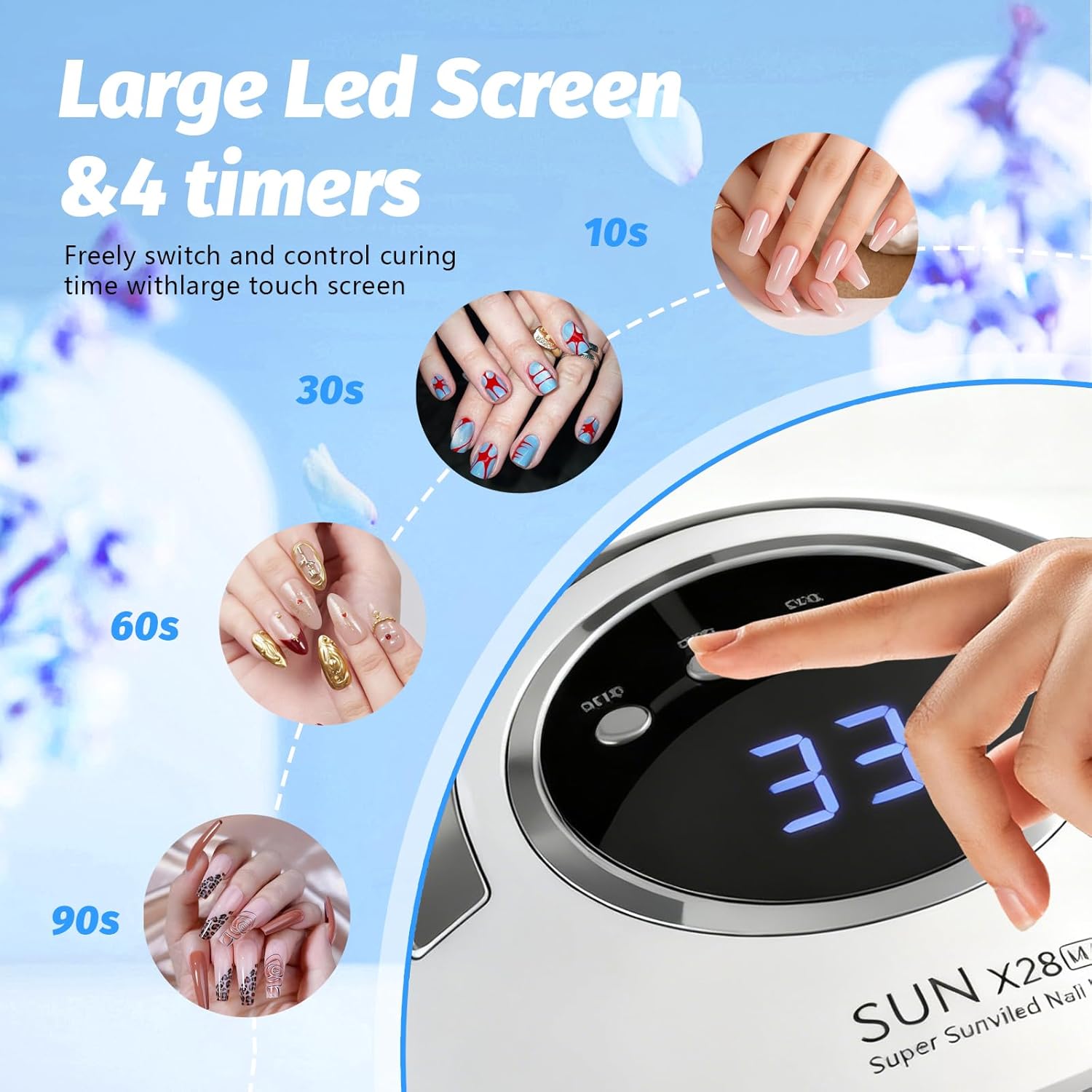 Detalle de Lampe à ongles LED UV professionnelle 500 W avec 90 LED – capteur intelligent et 4 minuteries