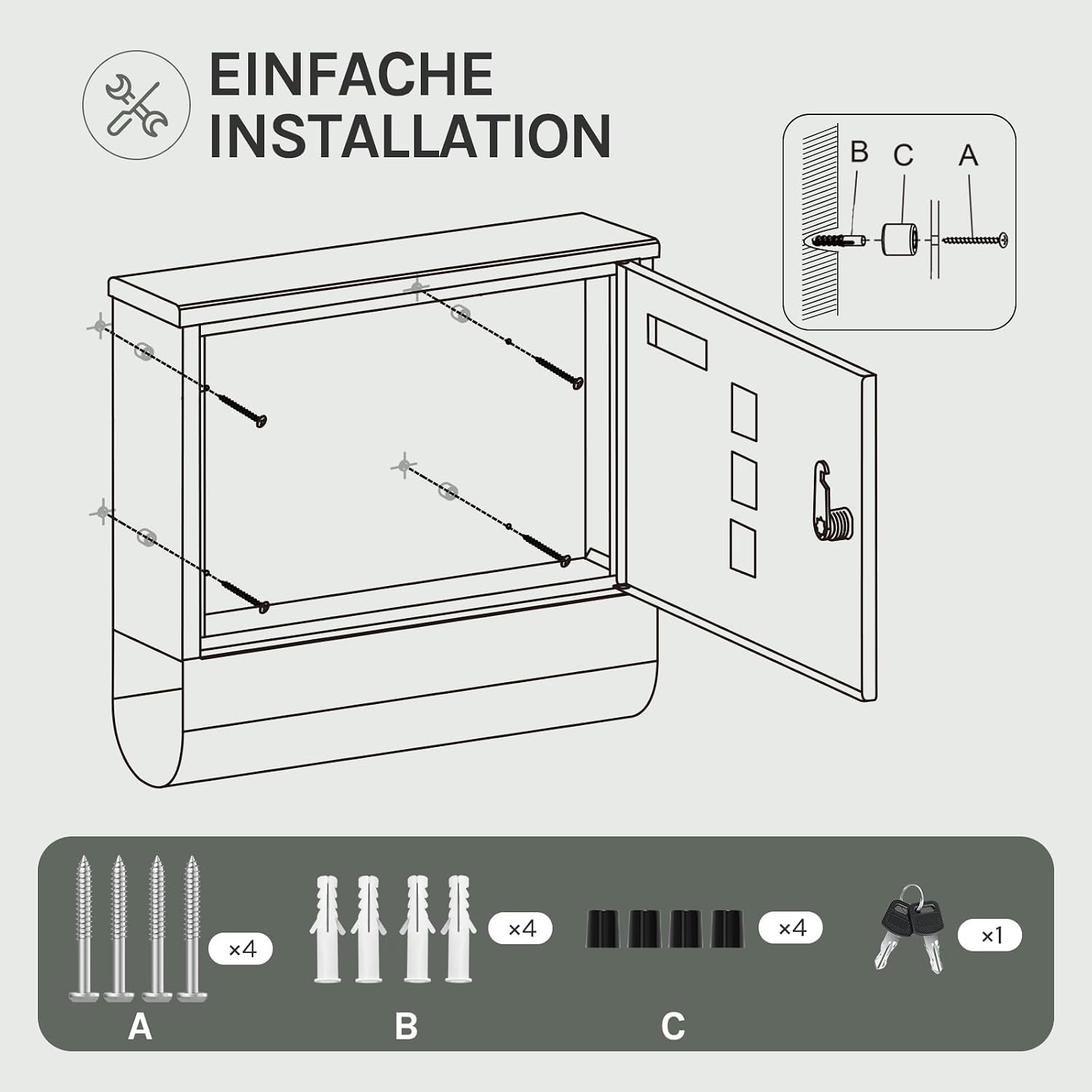 Thumbnail 5 de WOLTU Briefkasten mit Zeitungsfach 30,5x33,5x9 cm