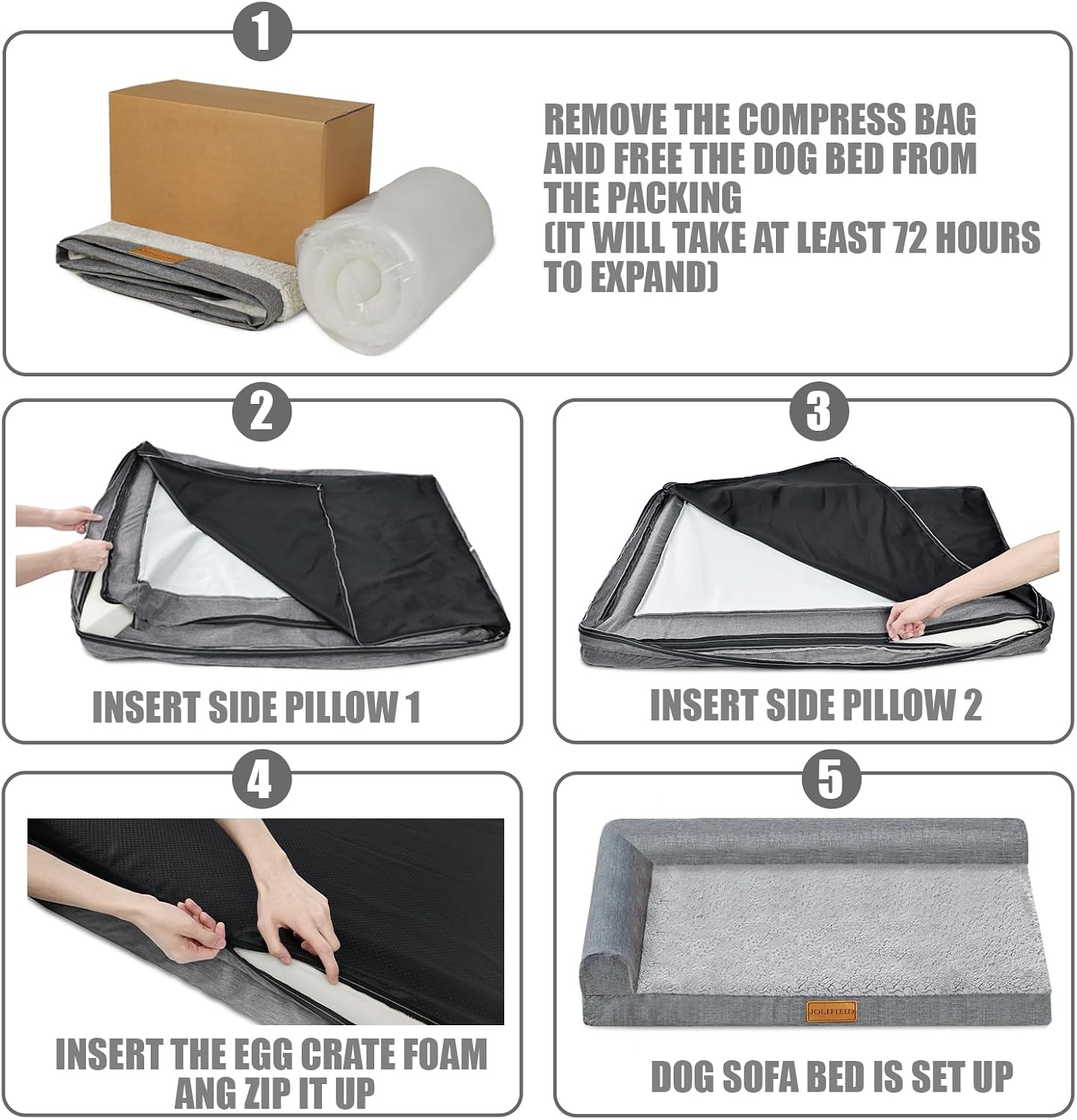 Thumbnail 5 de Jolibean Orthopedic XL Dog Bed 106x71cm – Large, Waterproof with Removable Cover