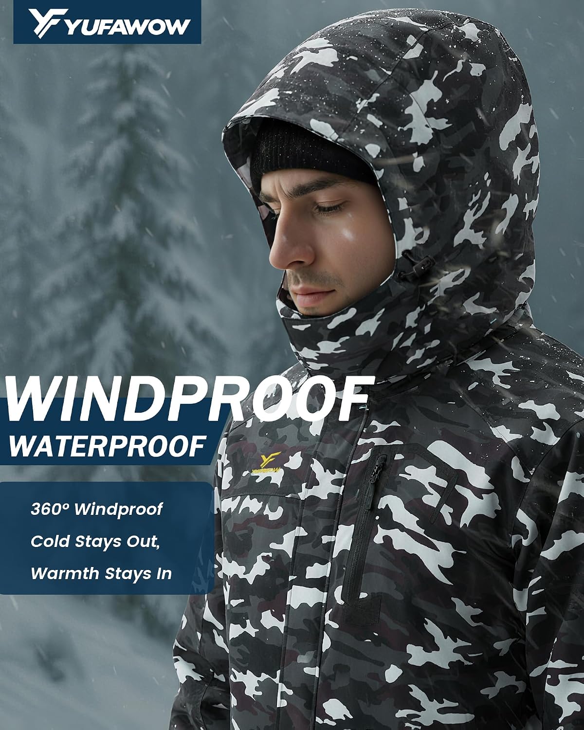 Detalle de Yufawow Men's Winter Jacket, Fleece-Lined