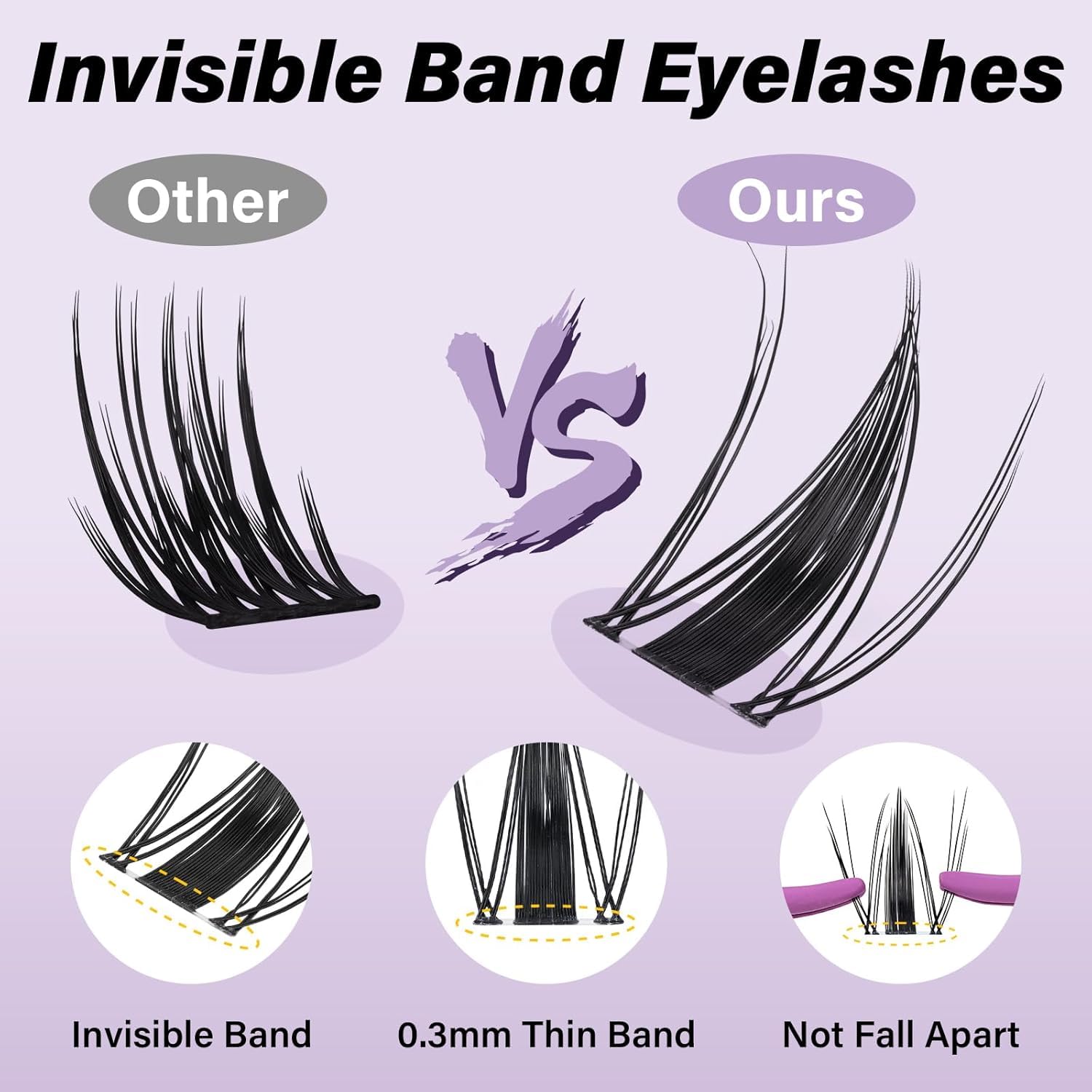 Thumbnail 1 de B&Q Fairy Lash Clusters Kit (DIY Manga Lashes) — 144pcs Wispy Clusters with 0.3mm Invisible Band