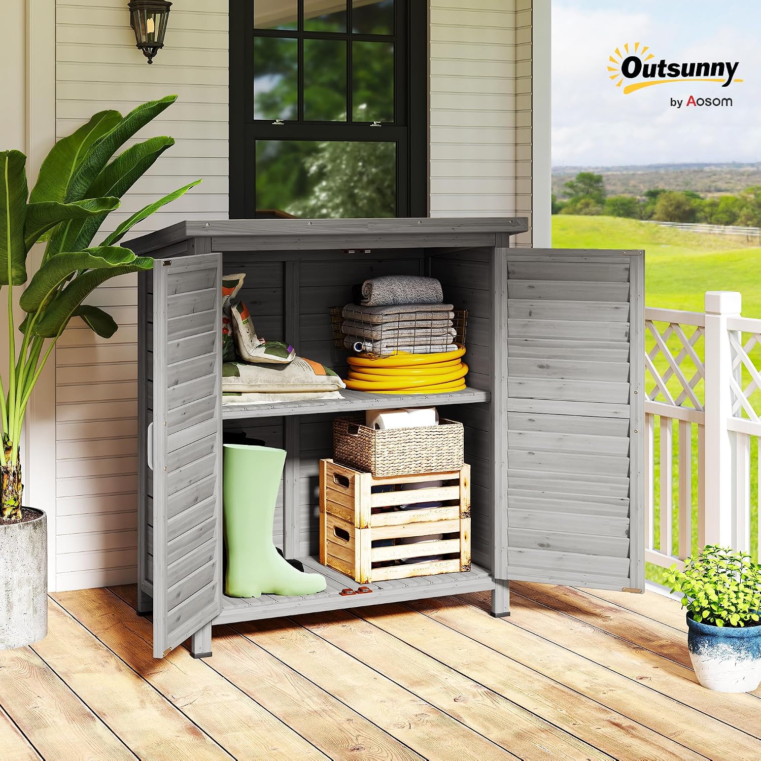 Thumbnail 1 de Outsunny Cobertizo de madera 87x46,5x96,5 cm