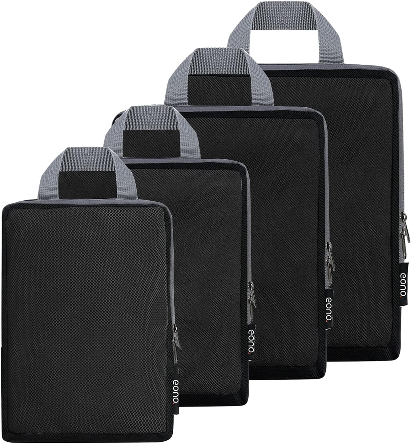 Detalle de Eono by Amazon komprimierbare Packwürfel im 4-teiligen Set (Compression Packing Cube) mit Netz-Organizer