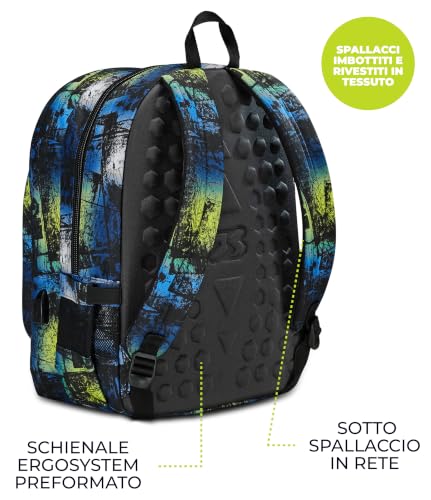 Detalle de Seven Freethink Zaino Scuola 34L con doppio scomparto e USB – Blu Giallo