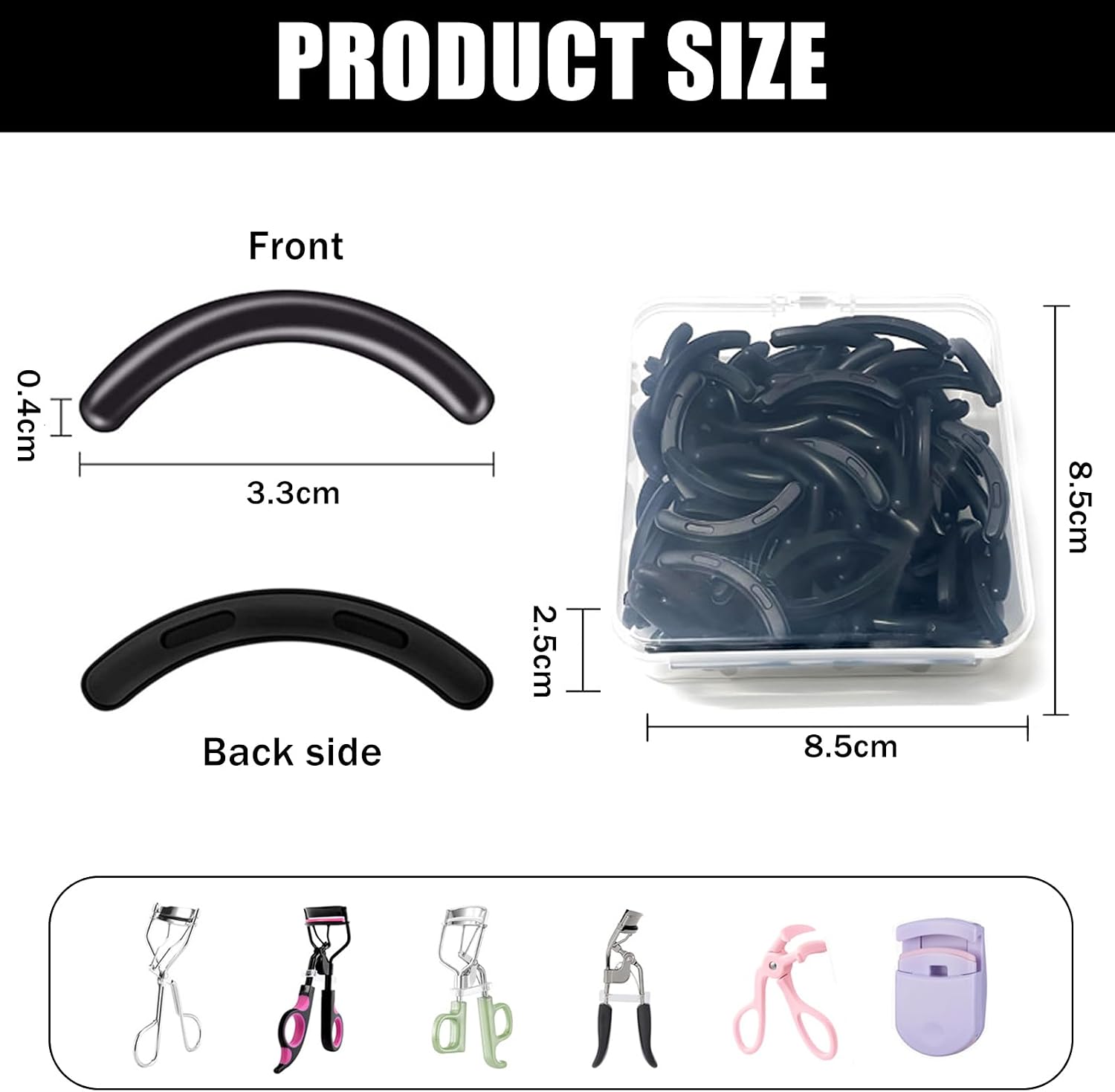 Detalle de 100 Pcs Eyelash Curler Refills – Rubber Replacement Pads for Enhanced Lash Comfort (Black)