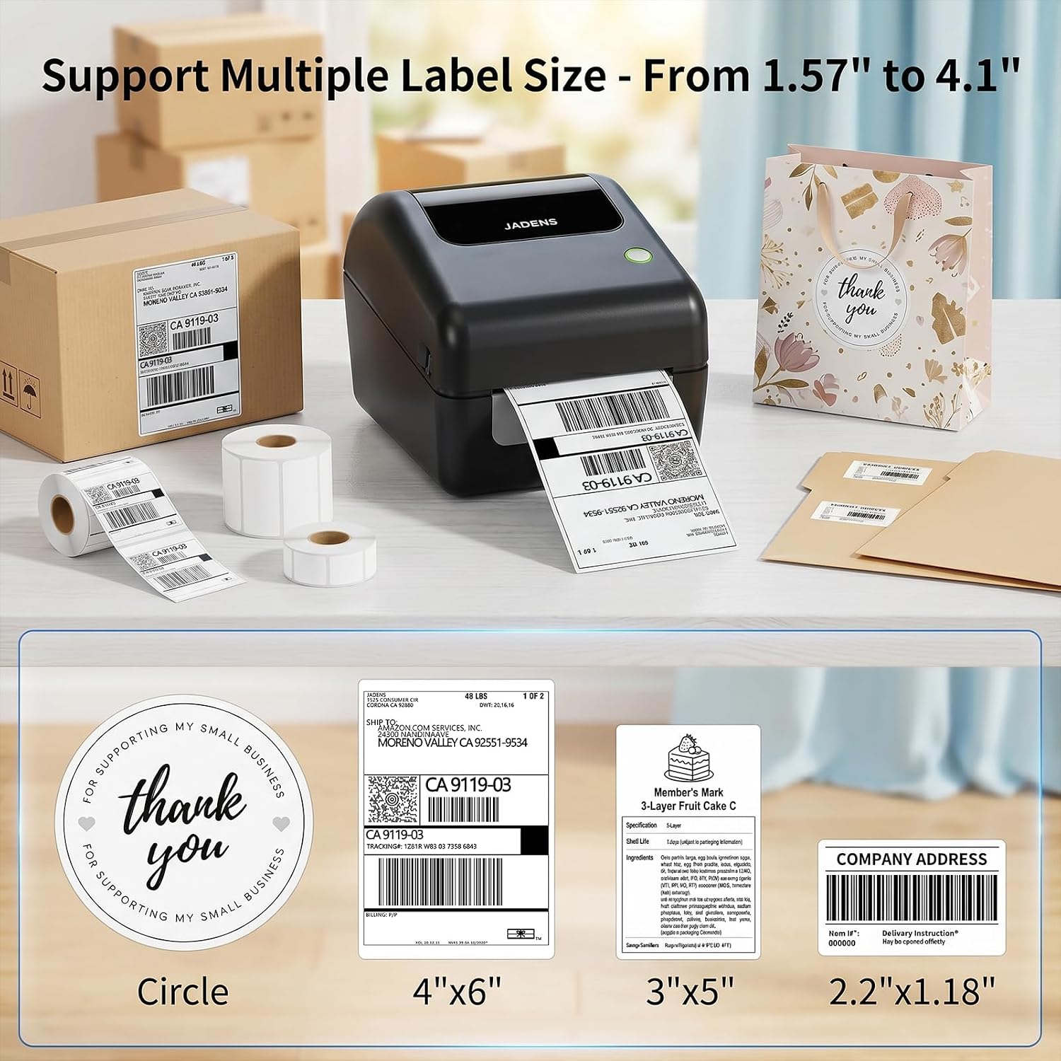 Thumbnail 4 de JADENS 4x6 Wireless Bluetooth Thermal Shipping Label Printer