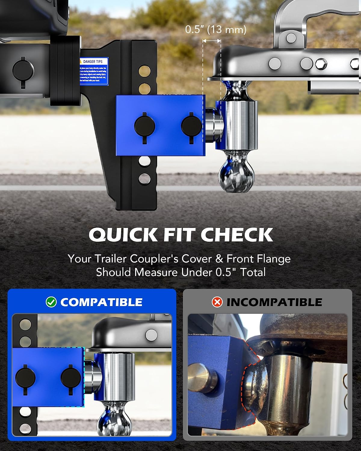 Detalle de OMT Adjustable Trailer Hitch 2.5-inch Receiver