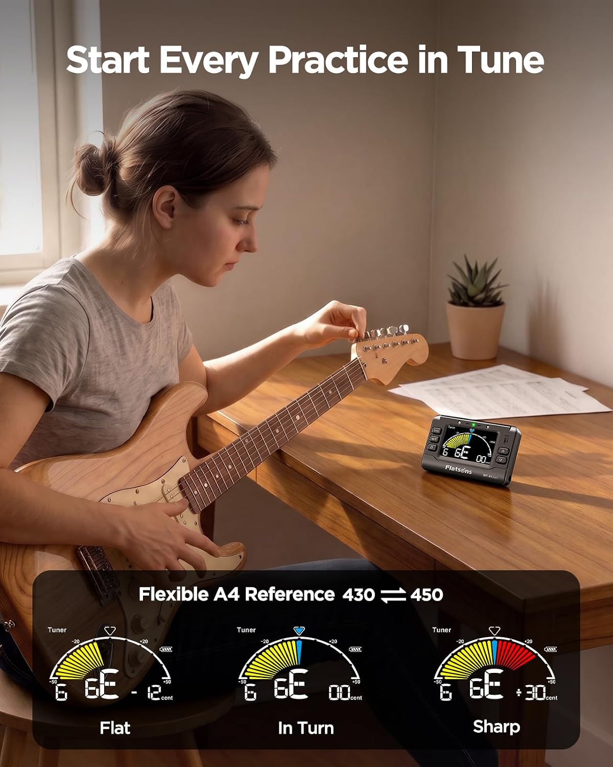 Detalle 1 de Flatsons MT-41 Rechargeable Digital Metronome and Tuner with Color Display