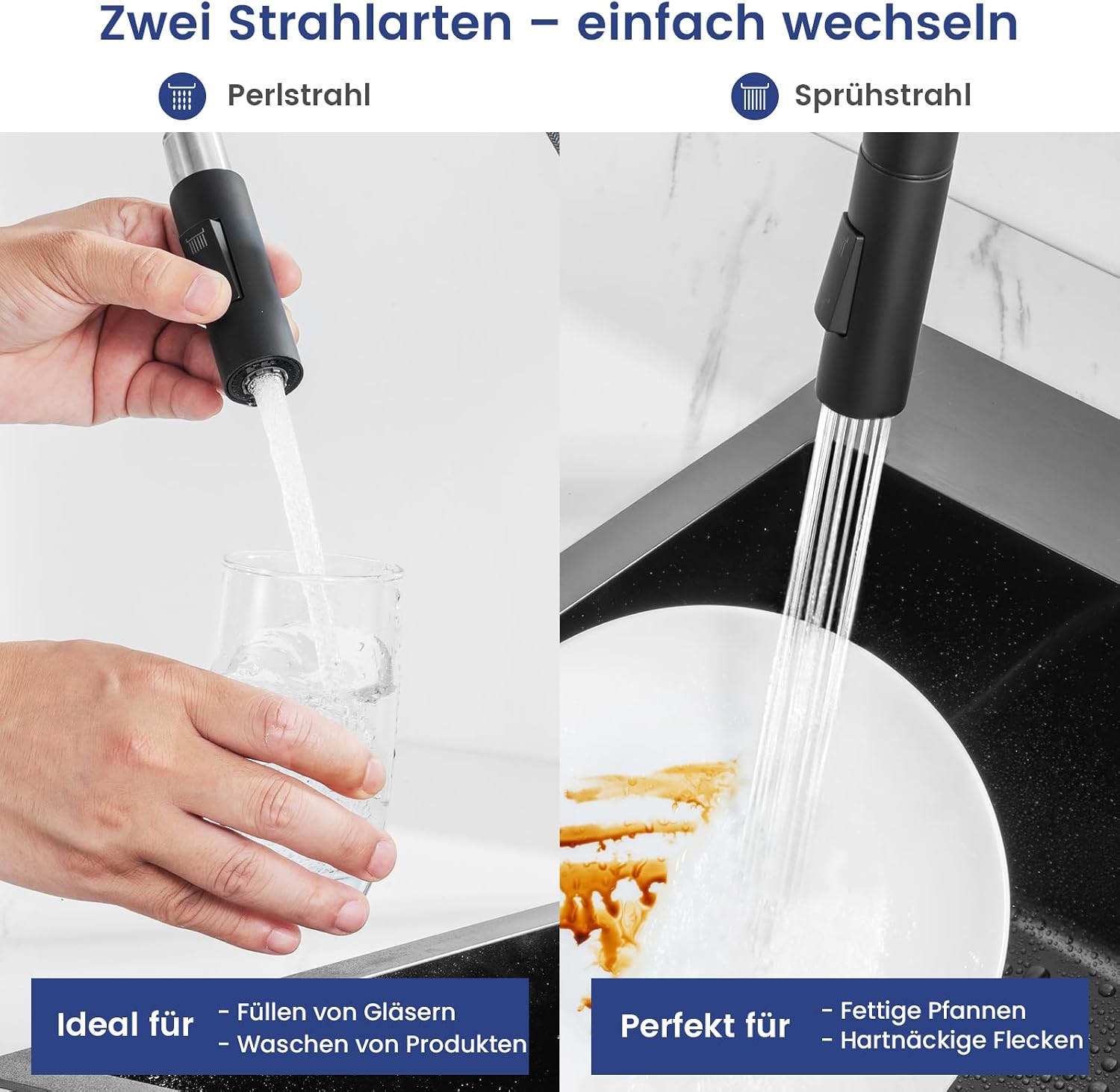 Detalle 2 de CECIPA Küchenarmatur Schwarz Hochdruck