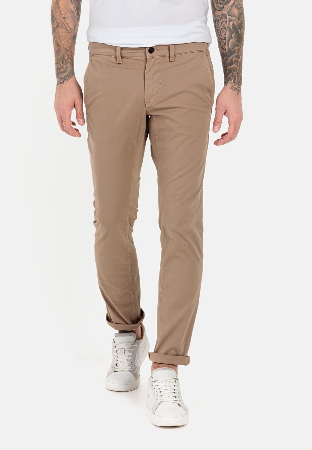 Detalle de camel active Houston – męskie spodnie chino Stretch, Regular Fit