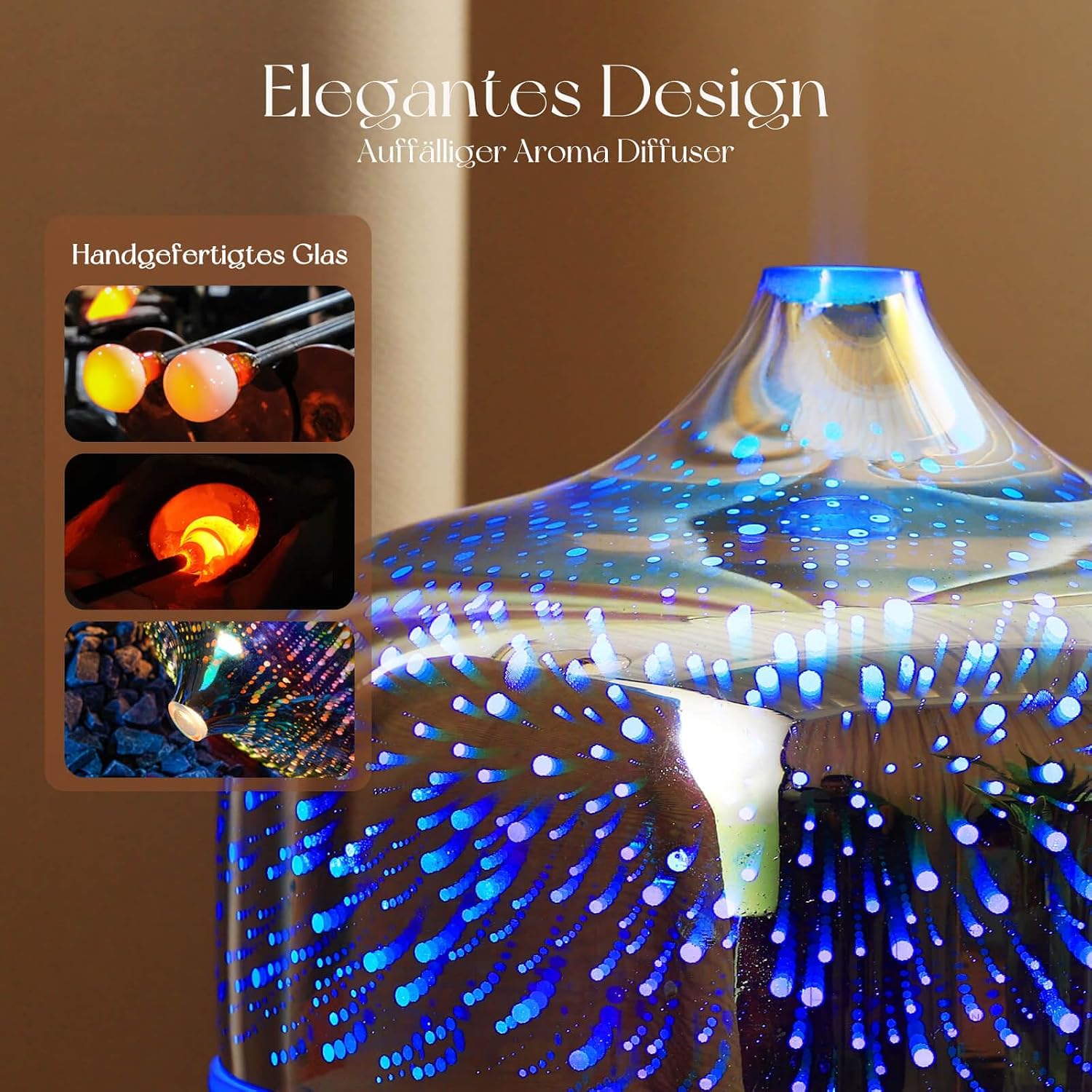 Detalle 2 de Porseme diffuseur d’arômes en verre 500 ml avec télécommande et LEDs