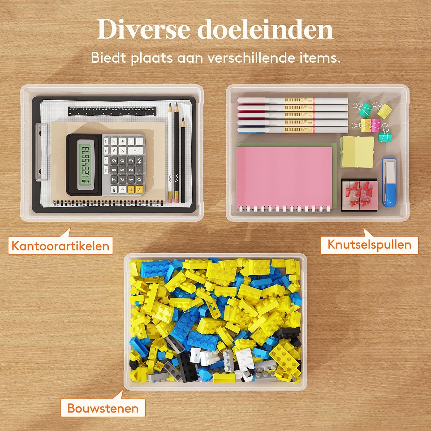 Detalle de Lifewit 23046 opbergdozen voor A4-papier, 6 stuks, stapelbaar en met klikdeksel