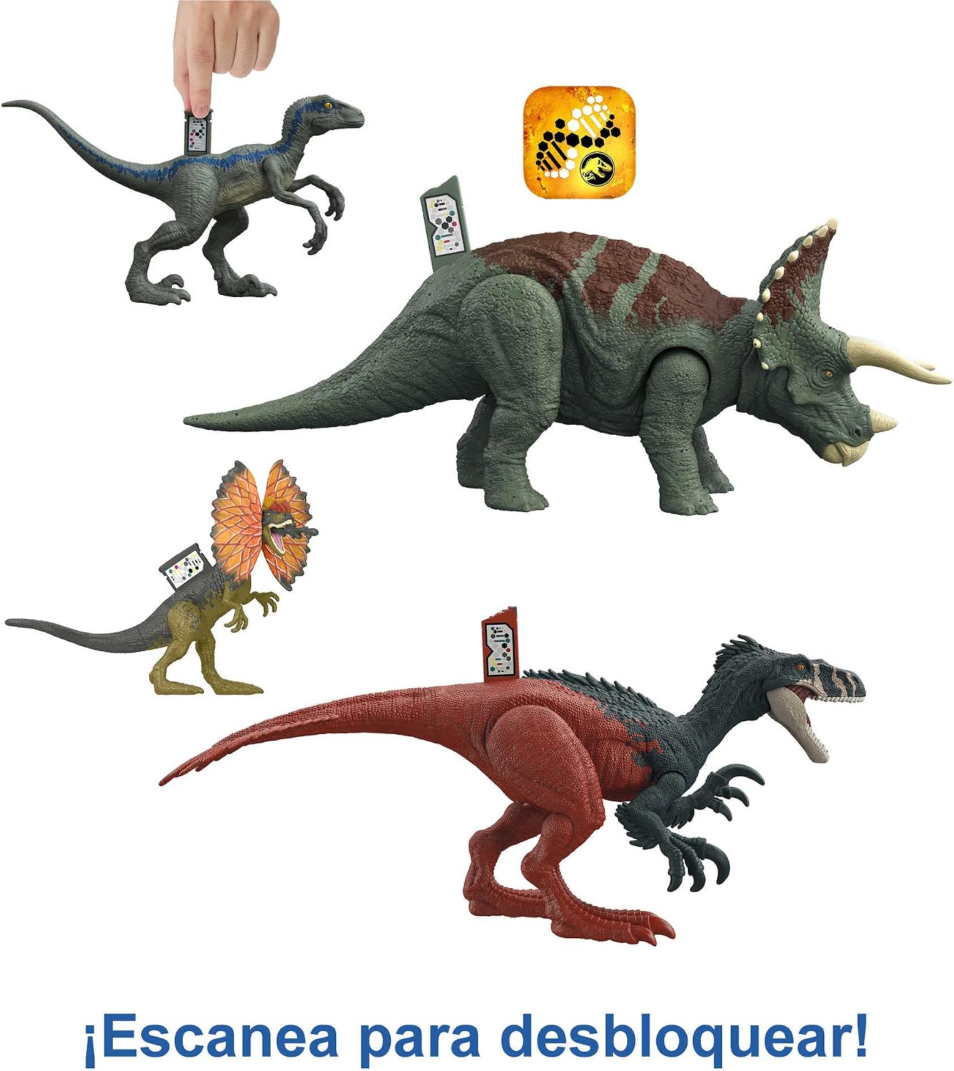 Detalle 2 de Mattel Jurassic World Pack de 4 figuras dinosaurios 🦖