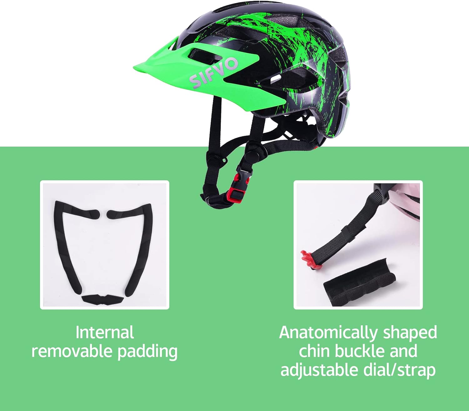 Thumbnail 3 de SIFVO Kids Bike Helmet with Removable Visor (Kids 5–14, 50–57cm)