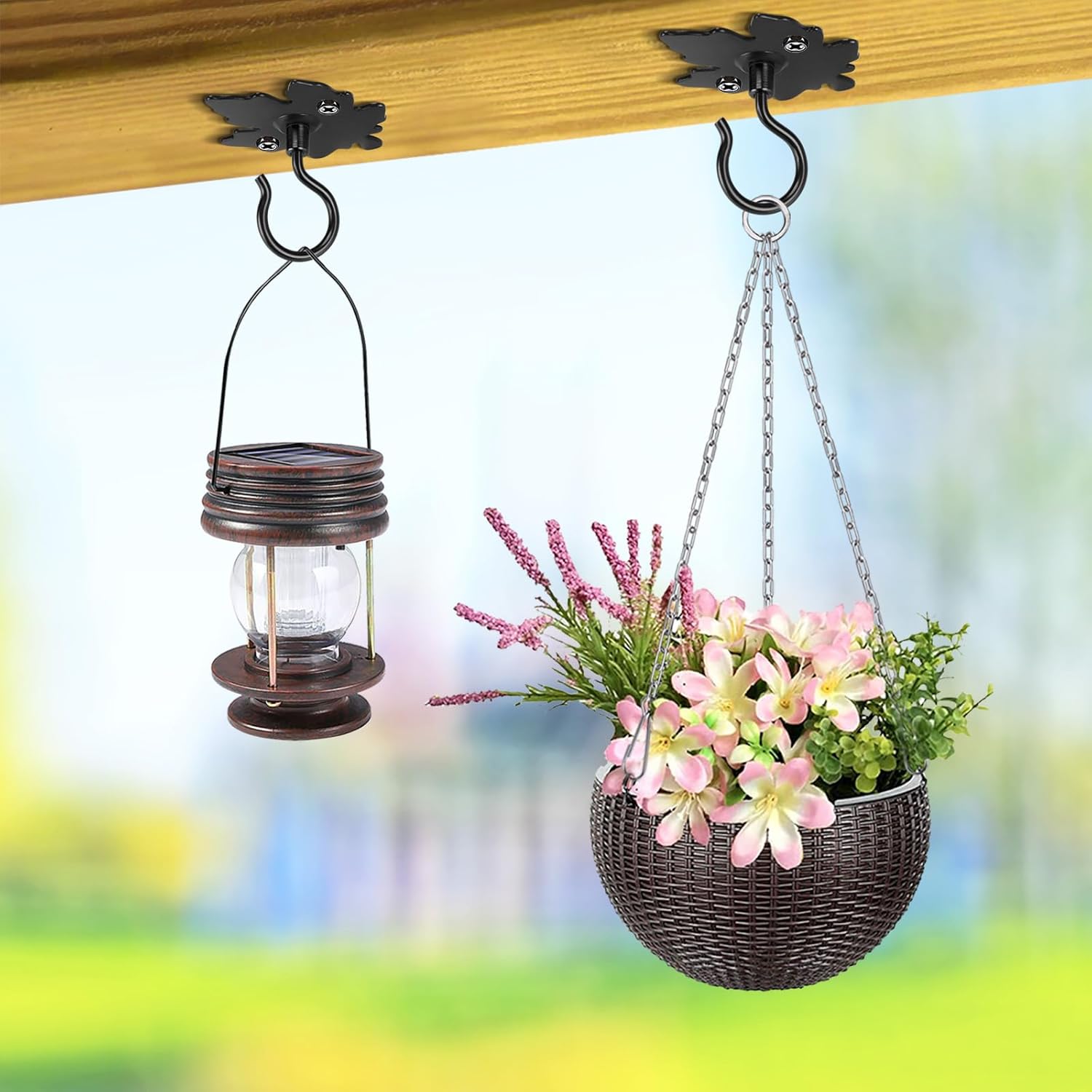 Detalle de Dolibest Wandhaken Pflanze: 4er Deckenhaken aus Metall mit Ahornblatt-Design