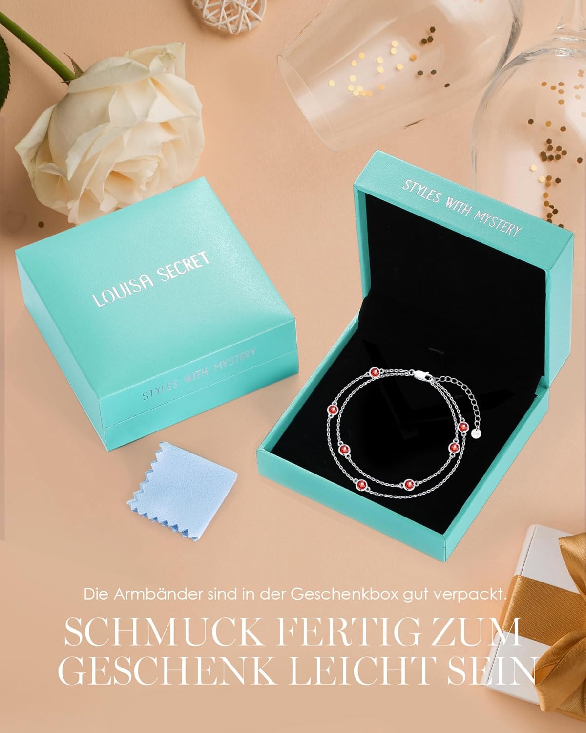 Thumbnail 4 de Louisa Secret Bracciale Donna in Argento 925 con Zirconi – Design multistrato regolabile