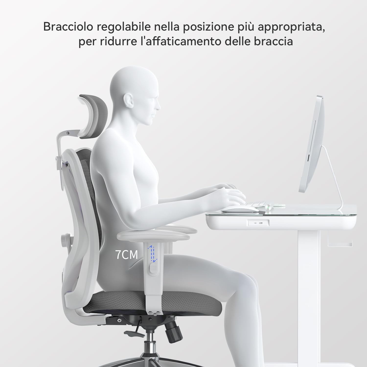 Detalle de SIHOO M18: Sedia Ufficio Ergonomica con Supporto Lombare, Poggiatesta e Braccioli Regolabili