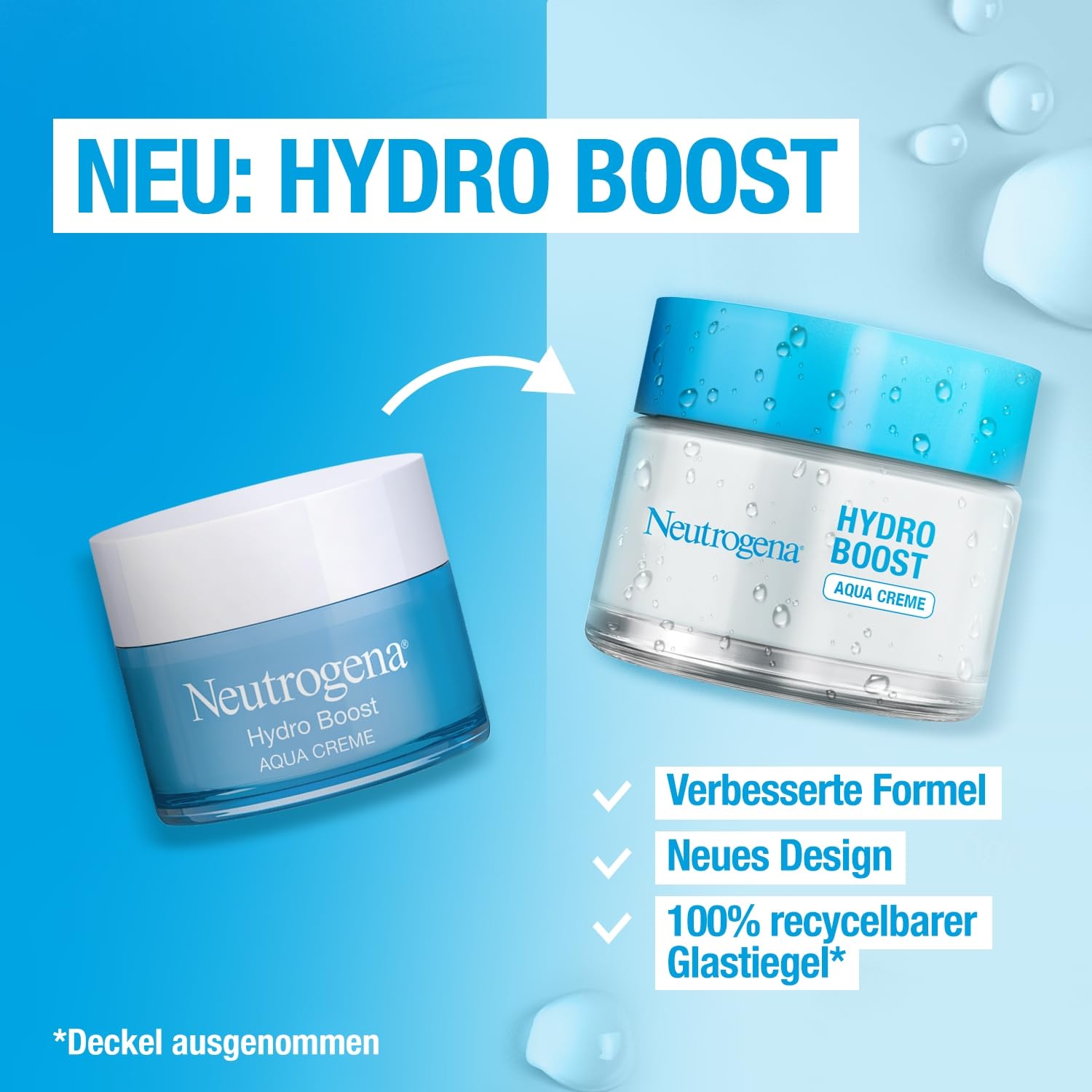 Detalle 2 de Neutrogena Hydro Boost Aqua Creme – parfümfreie Hyaluron-Gesichtscreme für intensive Feuchtigkeit (2 x 50 ml)