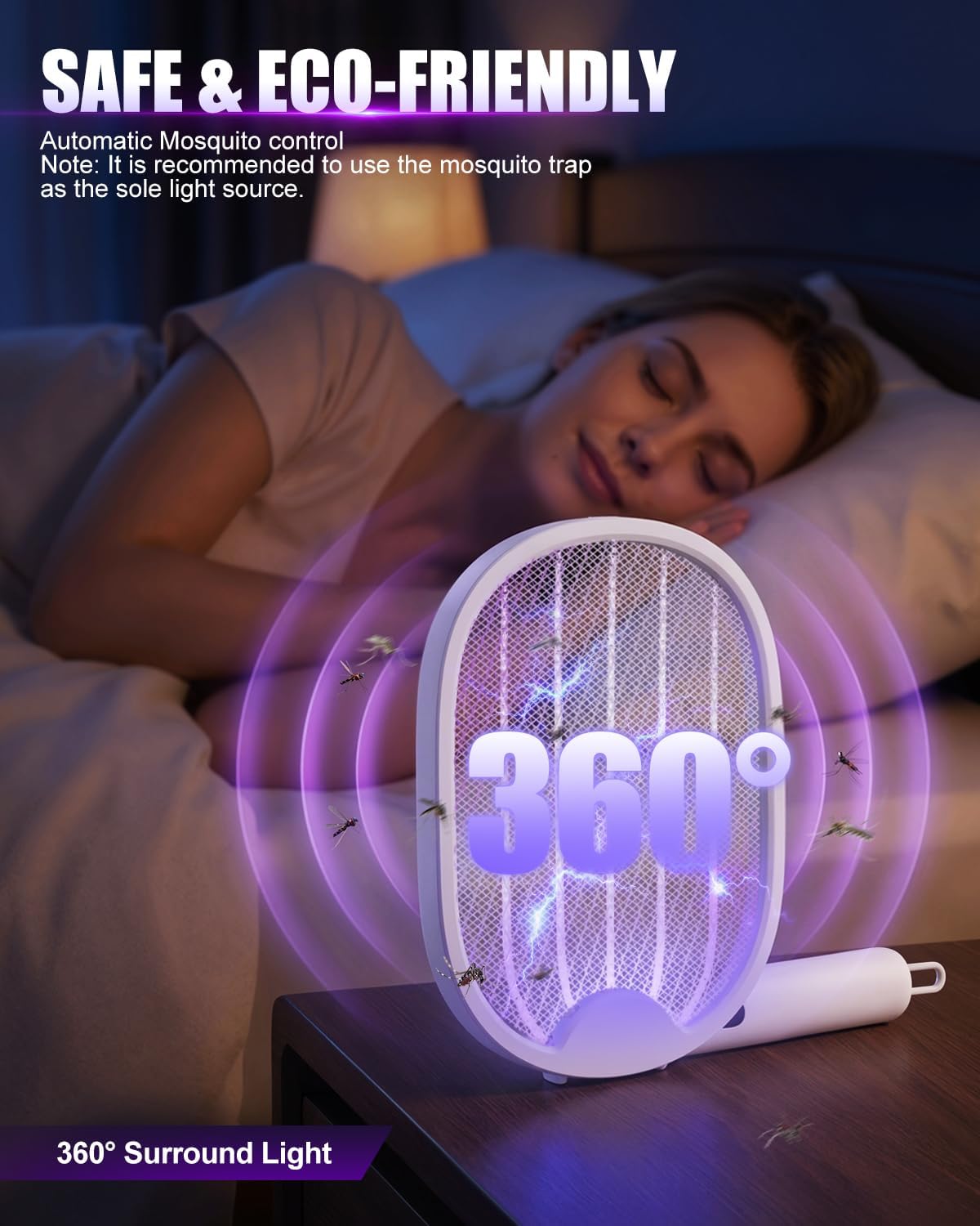 Detalle de Molxss Fly Zapper: Foldable Electric Mosquito Swatter with 4000V Power
