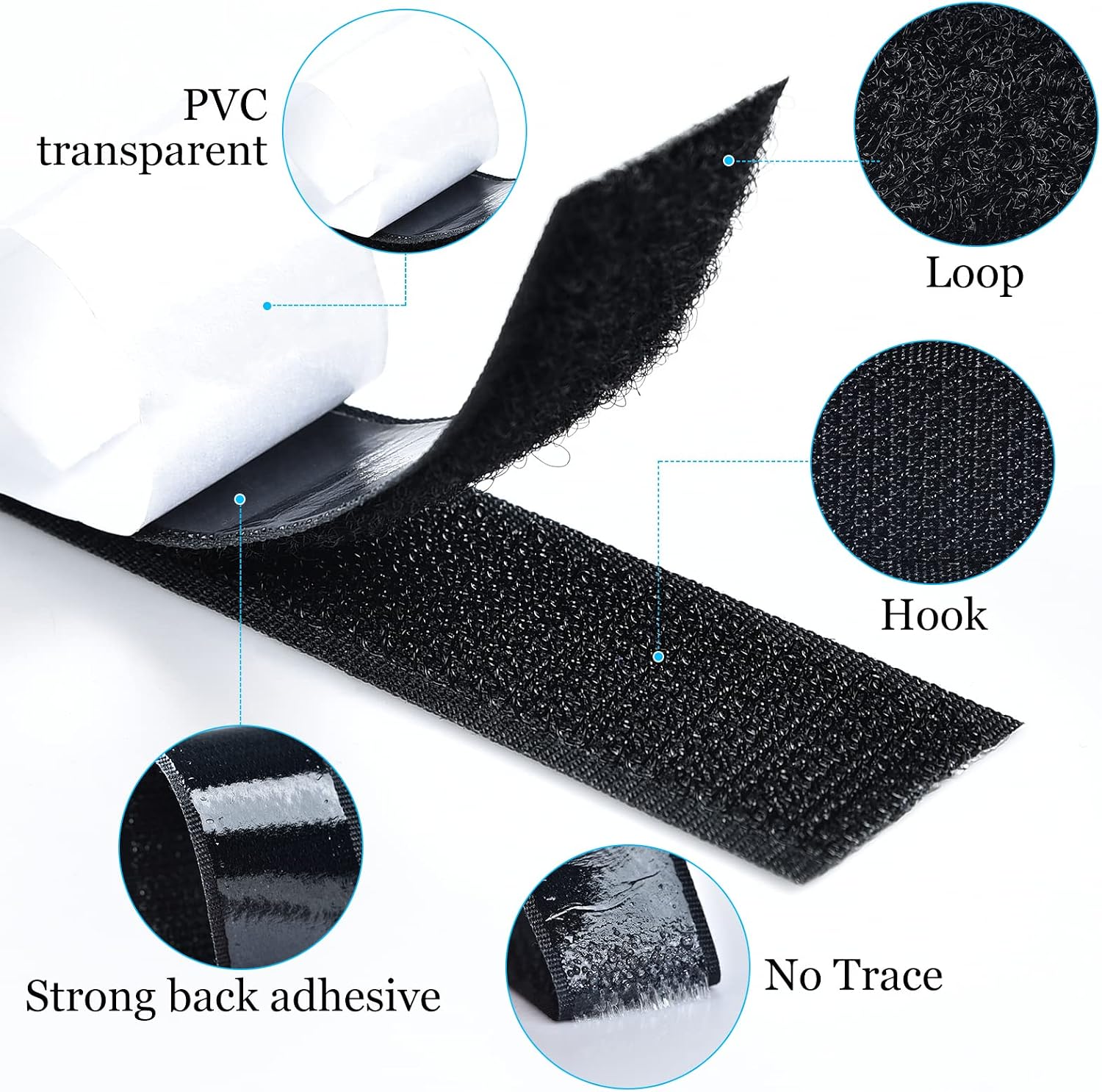 Detalle 2 de AiQInu Feltro Adesivo Forte biadesivo Hook & Loop 20 mm x 5 m (2 rotoli)