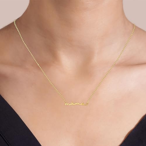 Detalle de Aliyoham 14K Gold Plated Mama Necklace with Mum Letter Pendant