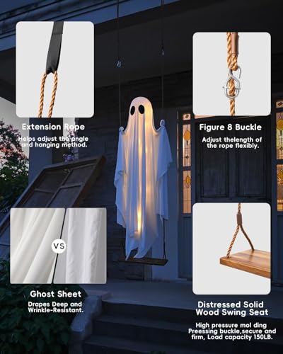 Detalle 2 de Sunwuun Große LED Halloween Geist Outdoor – 2,6 m, Fernbedienung
