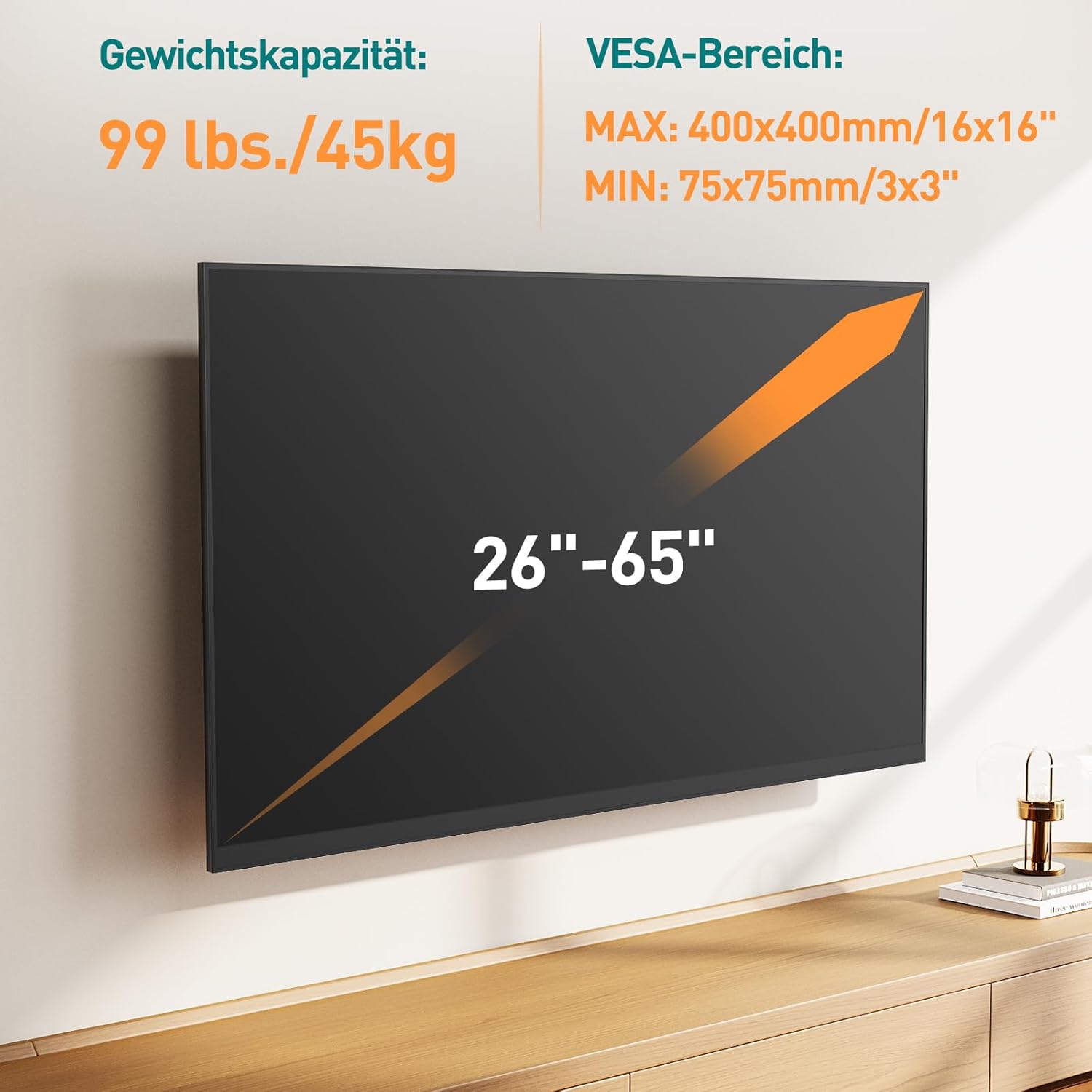 Thumbnail 4 de ELIVED EV1035 Long Extension TV-Wandhalterung (796 mm) für 26–65 Zoll, Full Motion Eck-Wandhalterung bis 45 kg