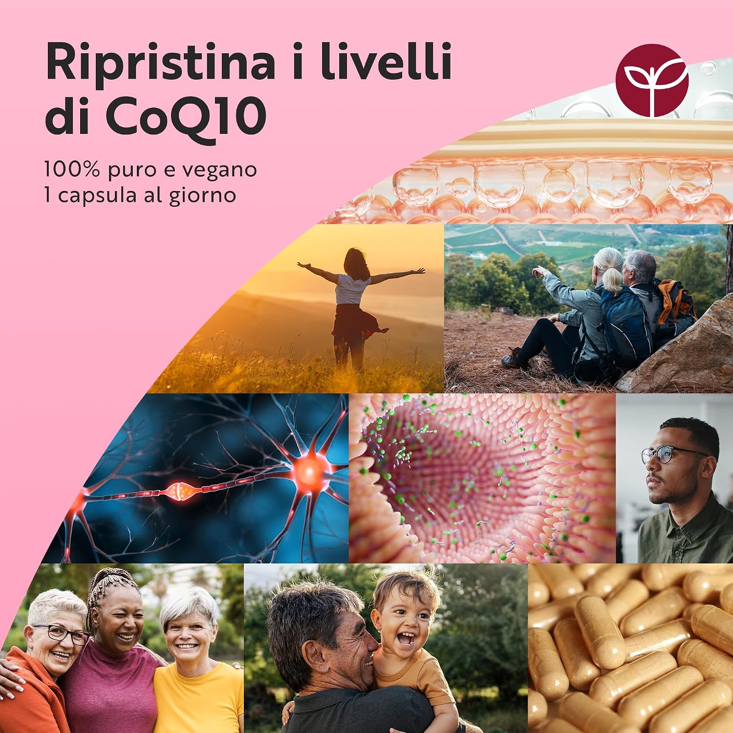 Detalle de Nutravita Coenzima Q10 200 mg – Ubichinone Puro al 100% (120 Capsule Vegane) - Fornitura di 4 mesi