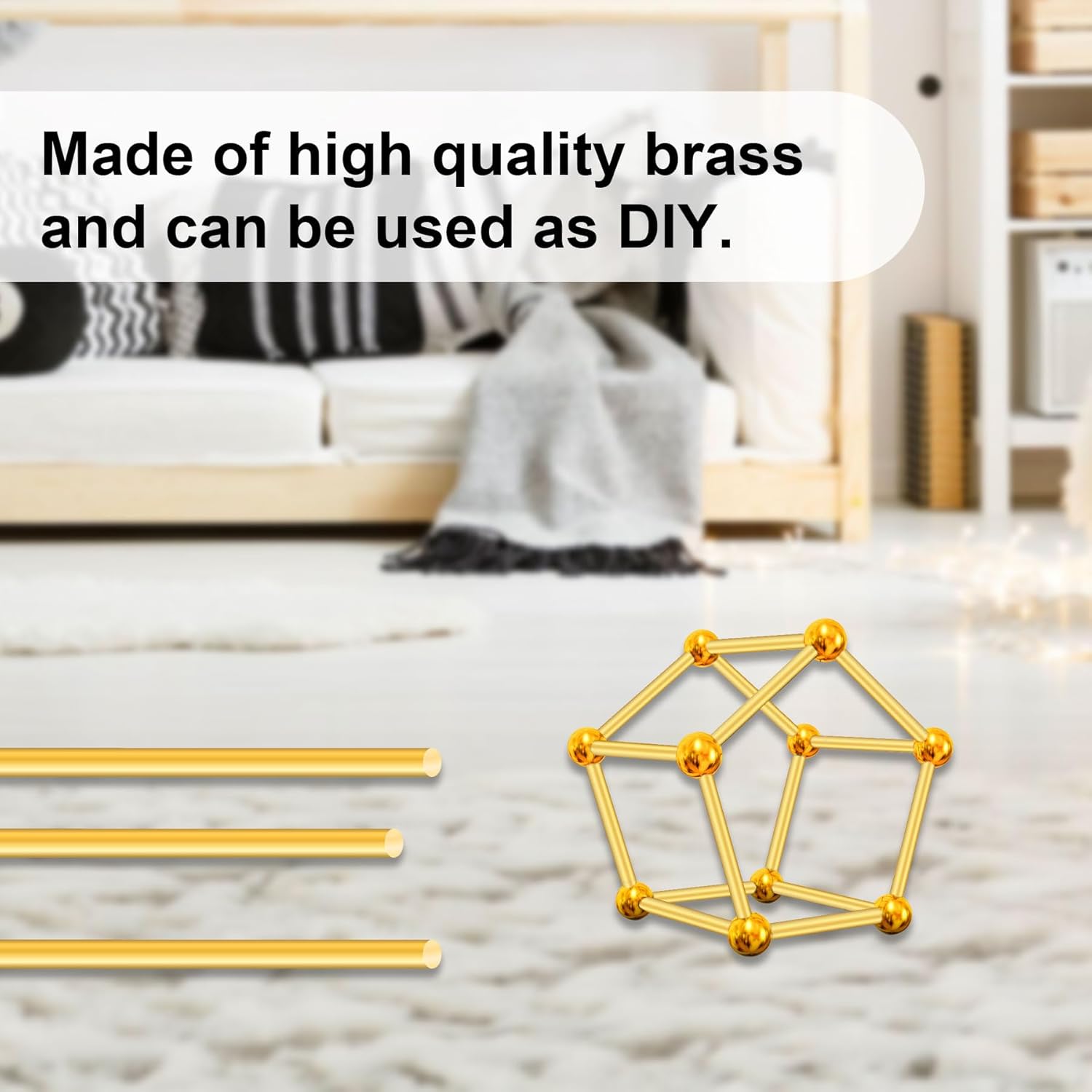 Detalle de iMeistek Brass Rod 5mm x 100mm (4-Pack) – Straight Round Brass Rods for Lathe, DIY Craft Stock