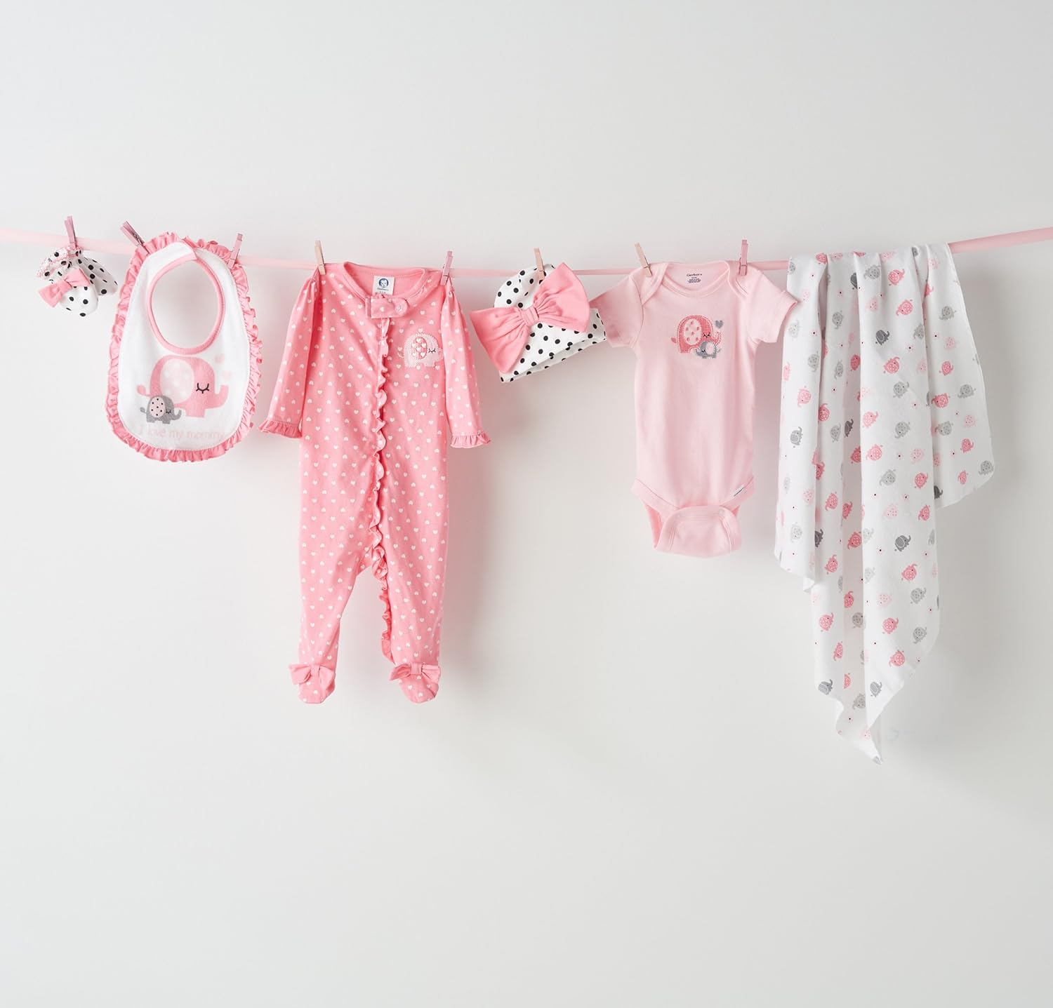 Detalle de Gerber Baby Girls Bodysuits – set di 5 body a maniche per neonate