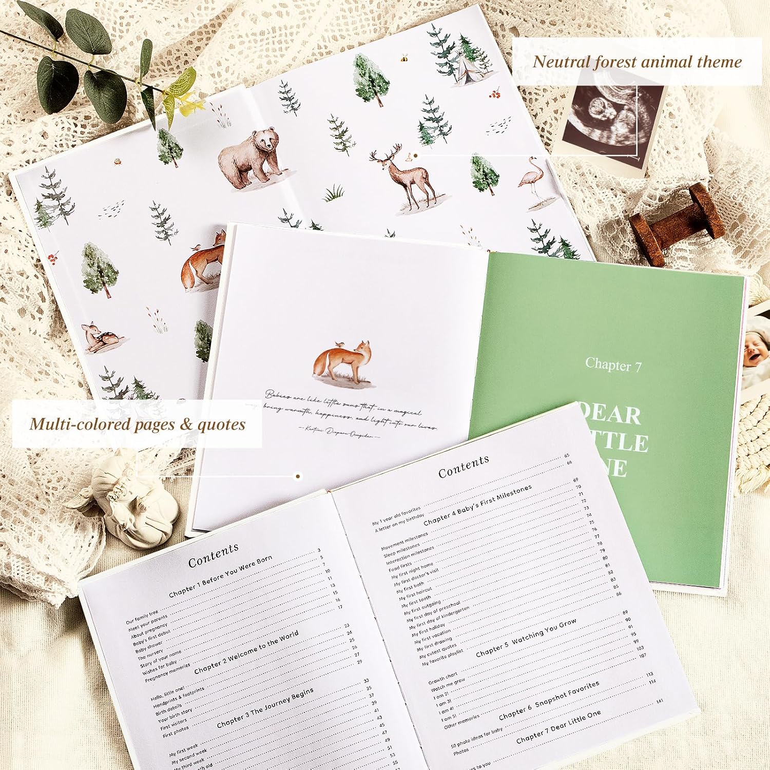 Detalle de Lanpn BBRJYS-TZ Baby Memory Book, Leather Cover, 154 Pages