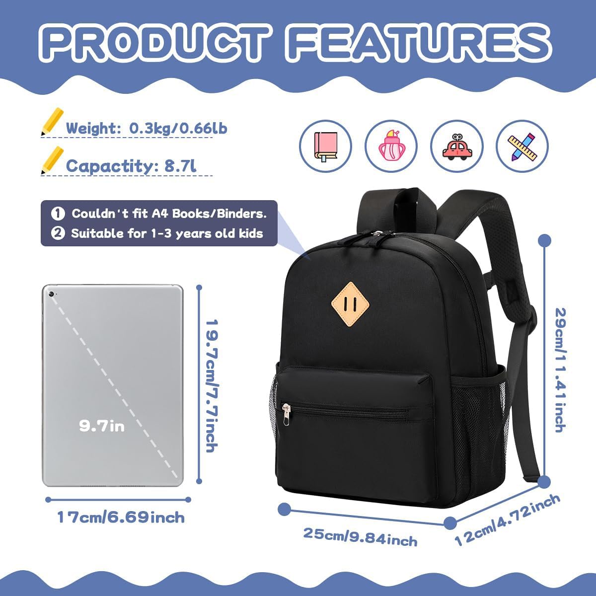 Thumbnail 1 de QIXIHU 12'' Toddler Backpack for Boys and Girls