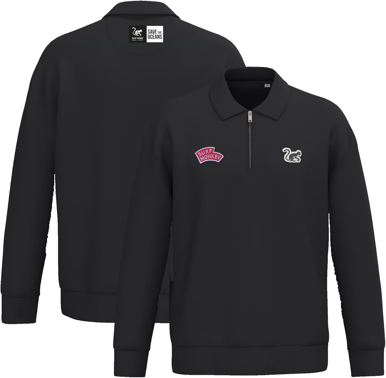 Thumbnail 5 de Surf Monkey Felpa 1/4 Zip Collo Polo in Cotone Biologico