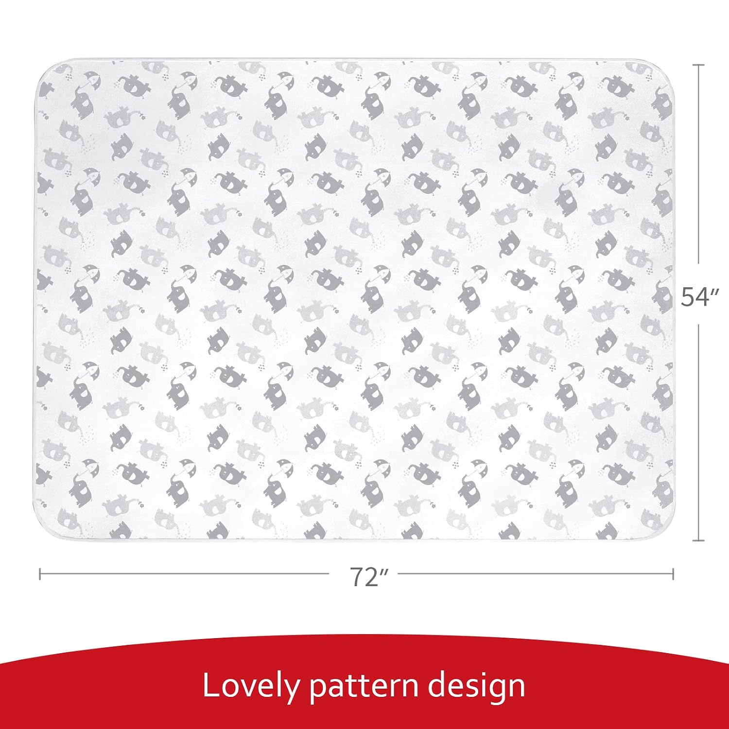 Thumbnail 1 de Moonsea Splat Mat for High Chairs, 46 x 42-Inch Elephant Print, Washable