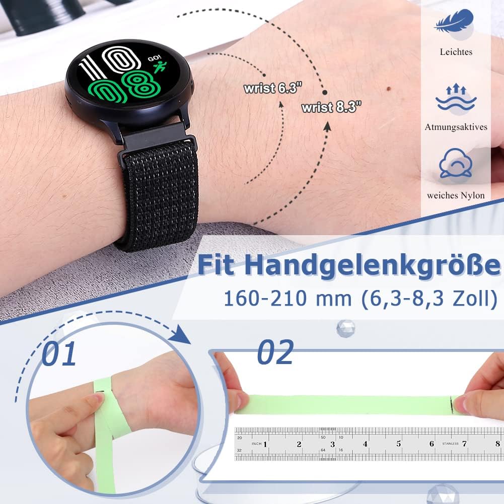 Thumbnail 3 de Runostrich Nylon Armband 18–24 mm: atmungsaktives Sportarmband mit Klettverschluss