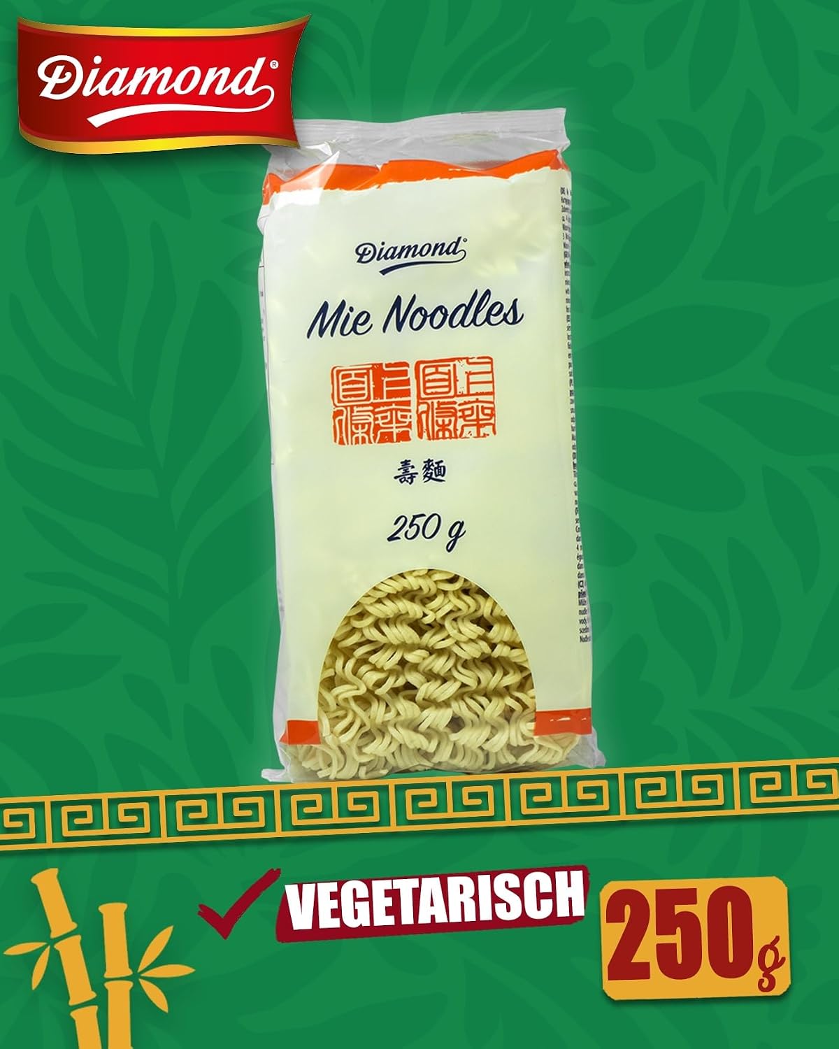 Detalle de DIAMOND Mie Nudeln – Weizennudeln ohne Ei, 8 × 250 g