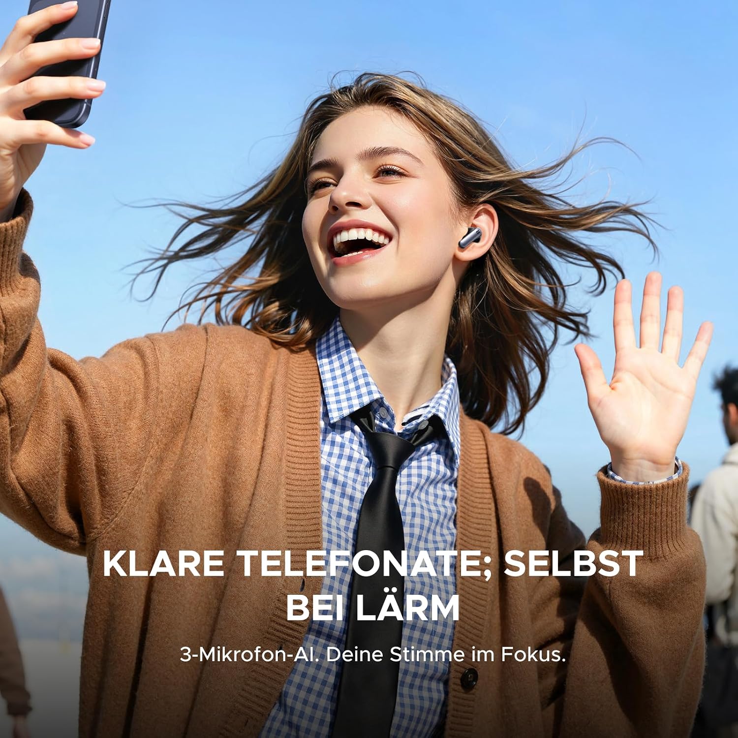 Detalle de UGREEN EchoBuds Plus Adaptive ANC Bluetooth Kopfhörer – Hi-Res Sound, LDAC, 50 h Akku, 6-Mikrofon ENC