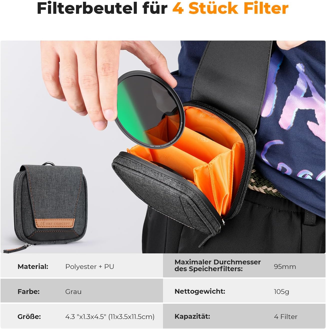 Thumbnail 3 de K&F CONCEPT Magnetic Filter Set 58 mm: Magnetisches Quick-Swap-System mit CPL, ND8, ND64