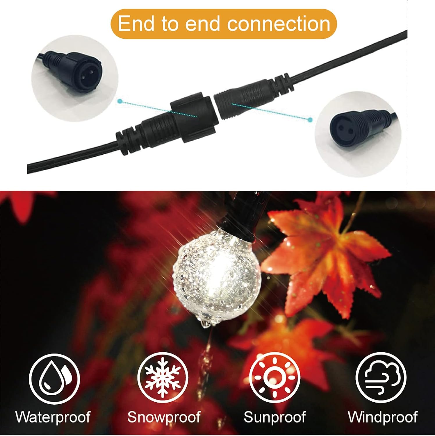 Thumbnail 5 de ZOTOYI Festoon Lights Outdoor 45M mains string lights with 60+3 shatterproof bulbs (IP65)