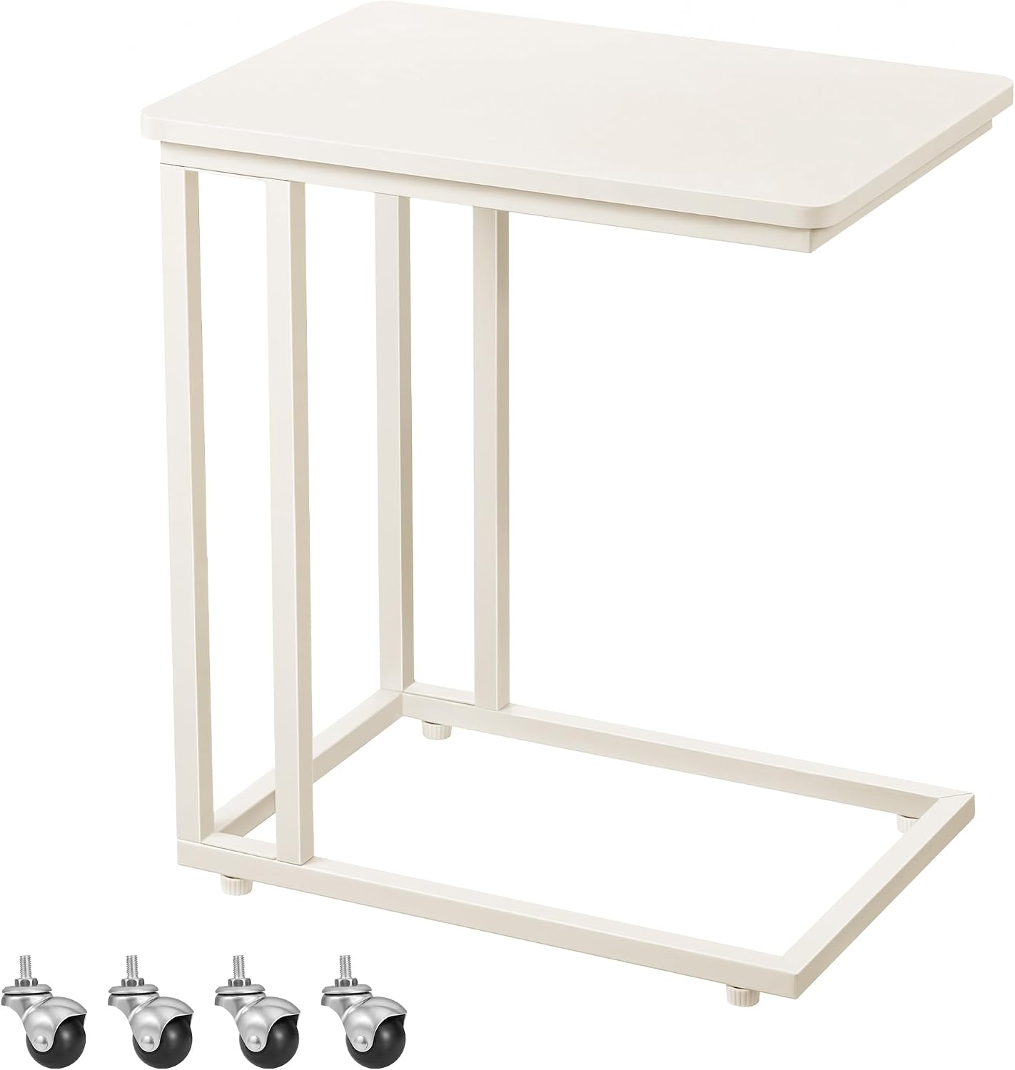 Detalle de VASAGLE BARNET LNT050W77 End Table, Cream White, Steel Frame and Castors