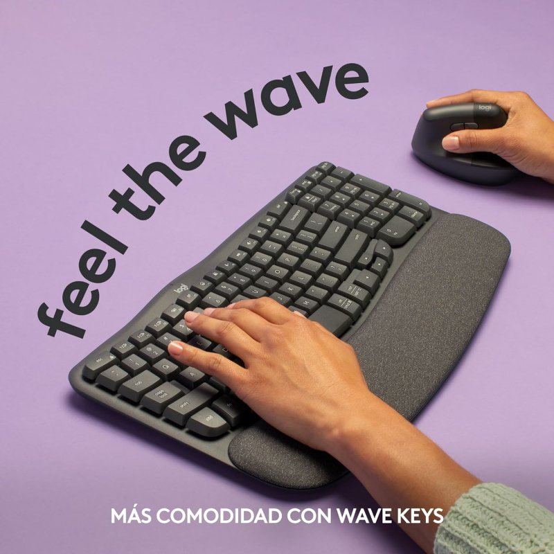 Thumbnail 3 de Logitech Wave Keys teclado inalámbrico ergonómico Bluetooth grafito