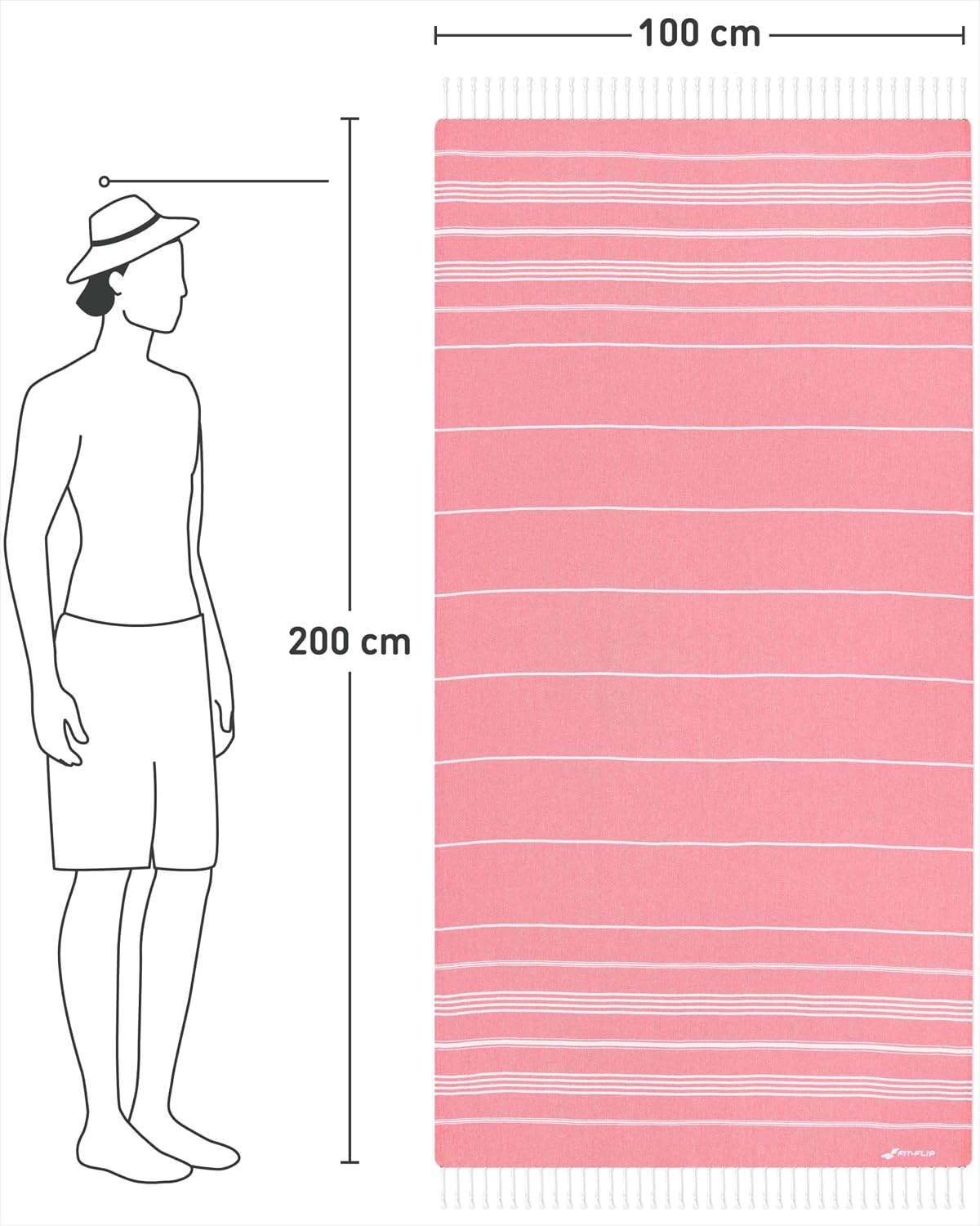 Detalle 2 de 100% Baumwolle Hammamtuch Coral 100x200cm