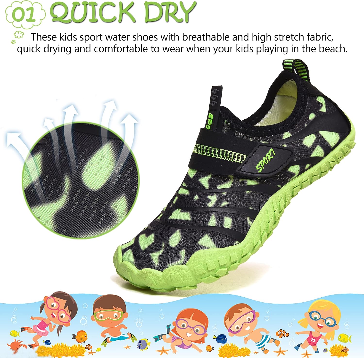 Thumbnail 1 de Kids Water Shoes: Breathable, Quick-Dry Aqua Pool Shoes for Boys & Girls