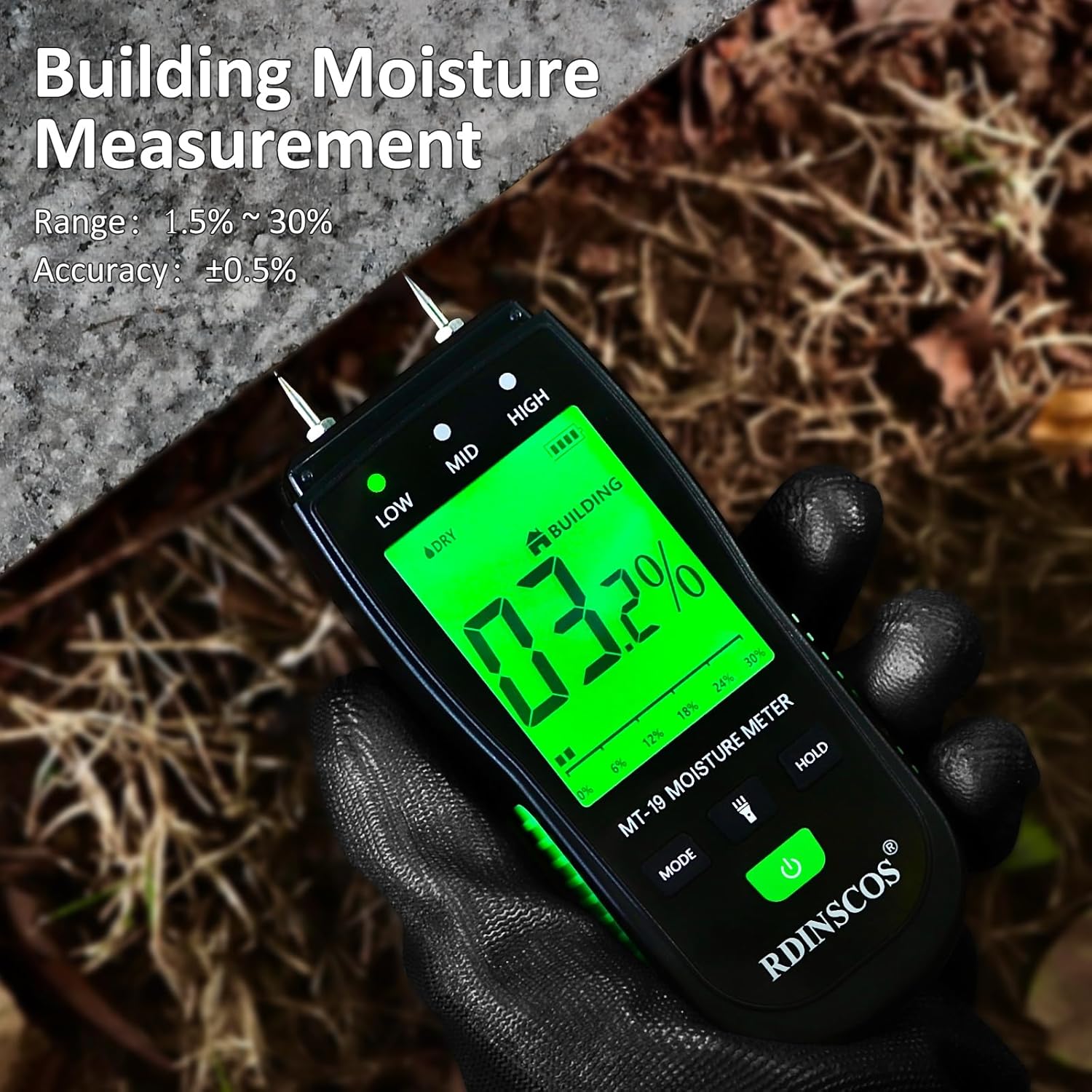 Thumbnail 2 de RDINSCOS Damp Meter Moisture Detector for Wood & Walls